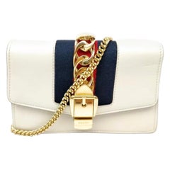 Used Authentic GUCCI Designer Luxury Shoulder Evening White Leather Hand Bag