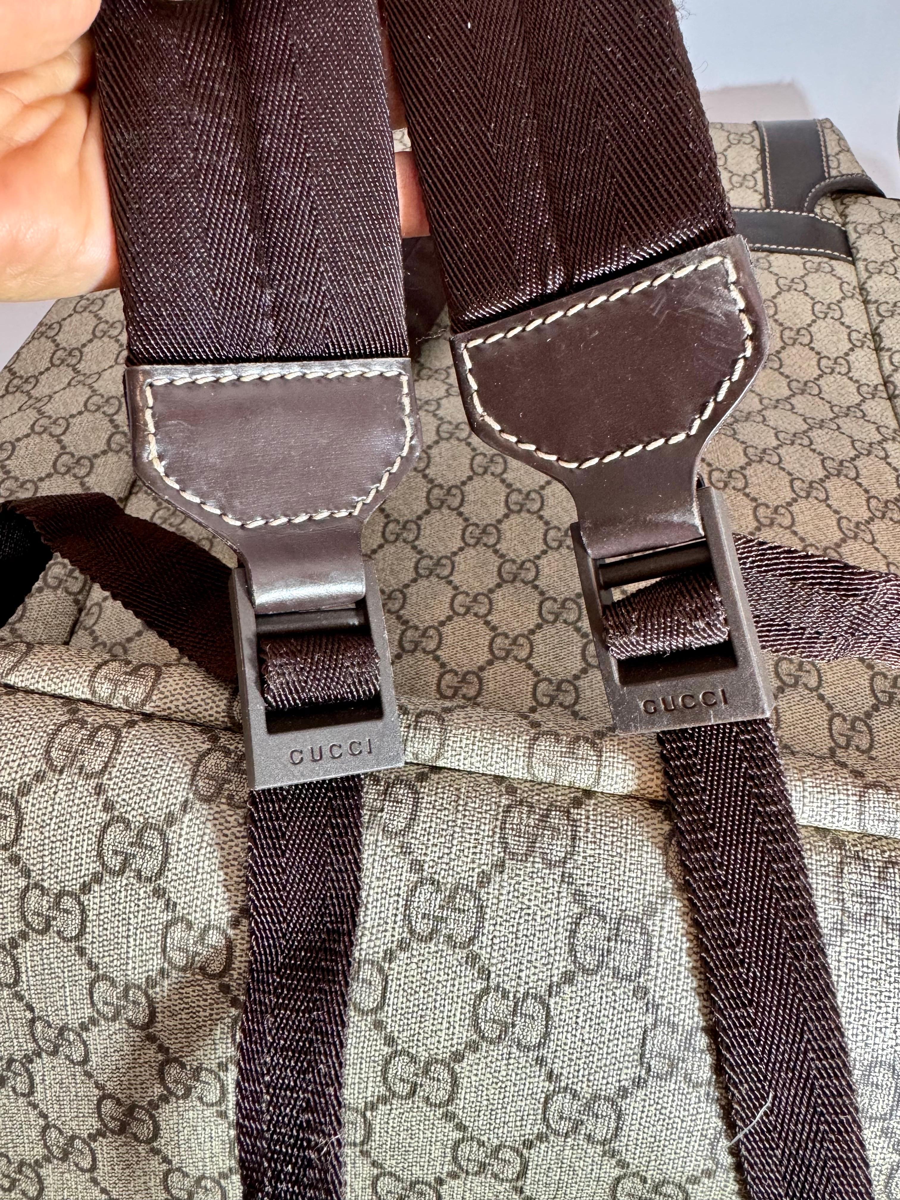 Authentischer Gucci Silber GG beschichtetes Segeltuch ineinandergreifender G Supreme Großer Rucksack im Angebot 5