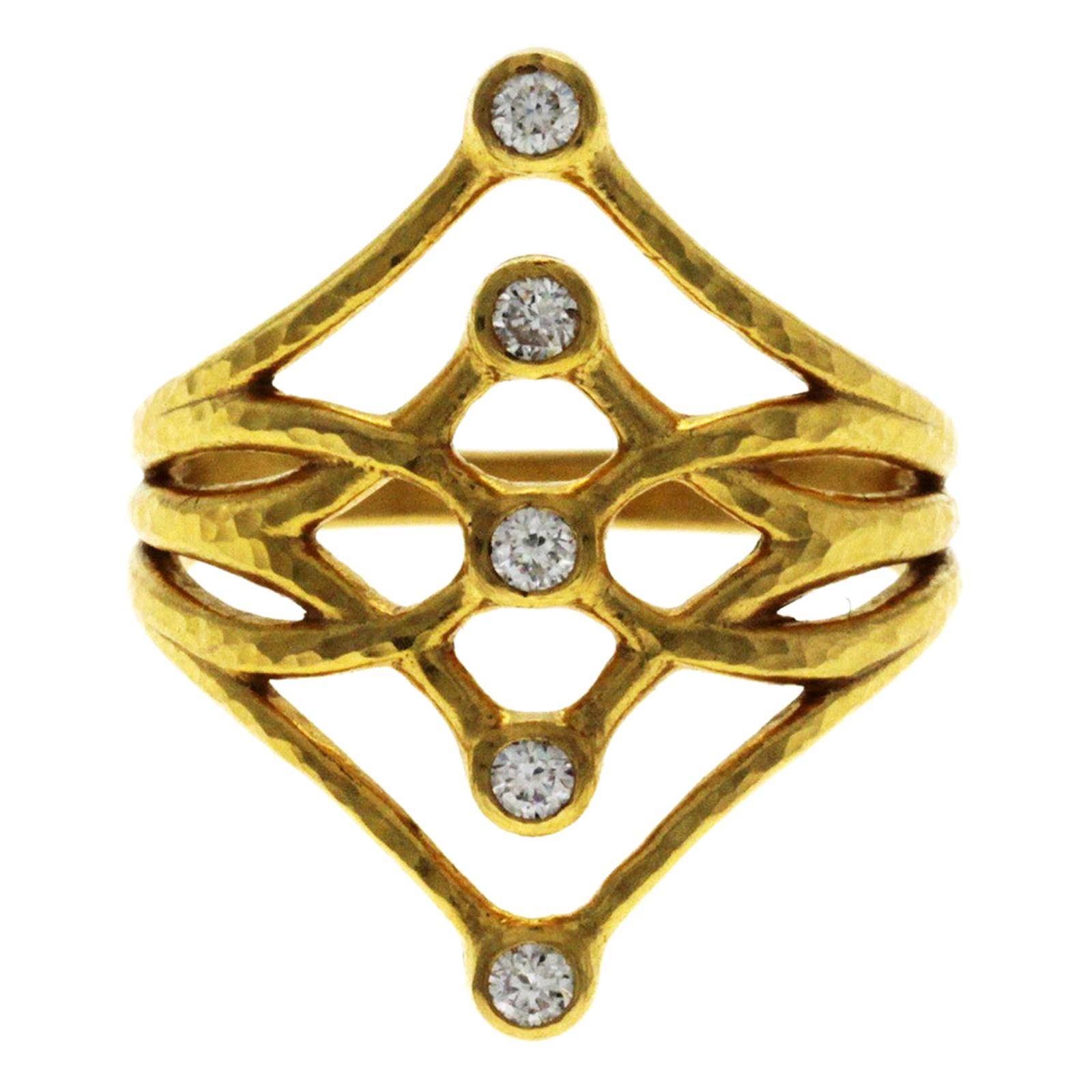 Authentic Gurhan "Delicate" 22 Karat Yellow Gold Diamond Ring