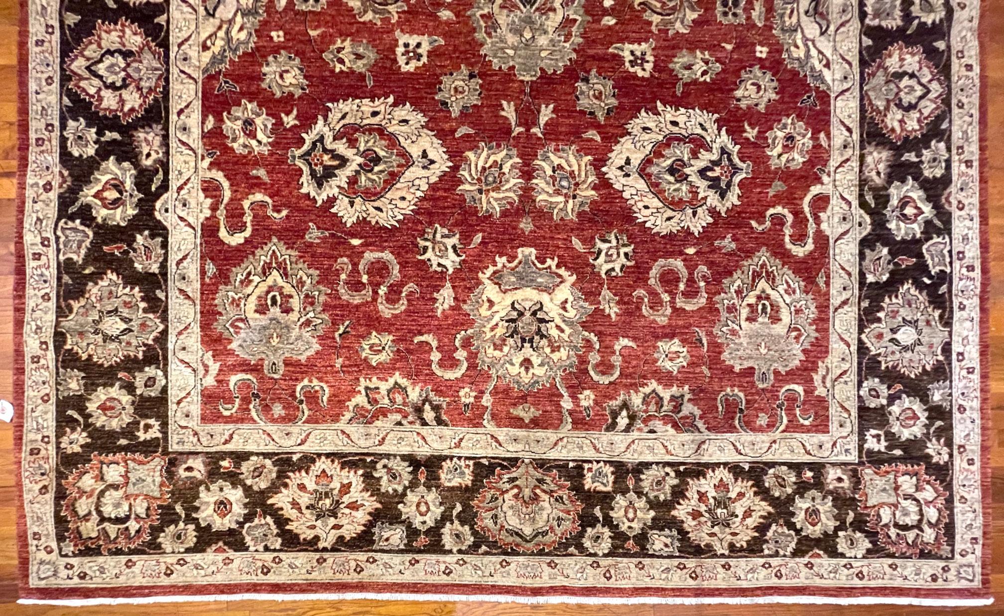 Hand-Knotted Authentic Hand knotted Rust Brown All-Over Semi Floral Pakistan Rug For Sale