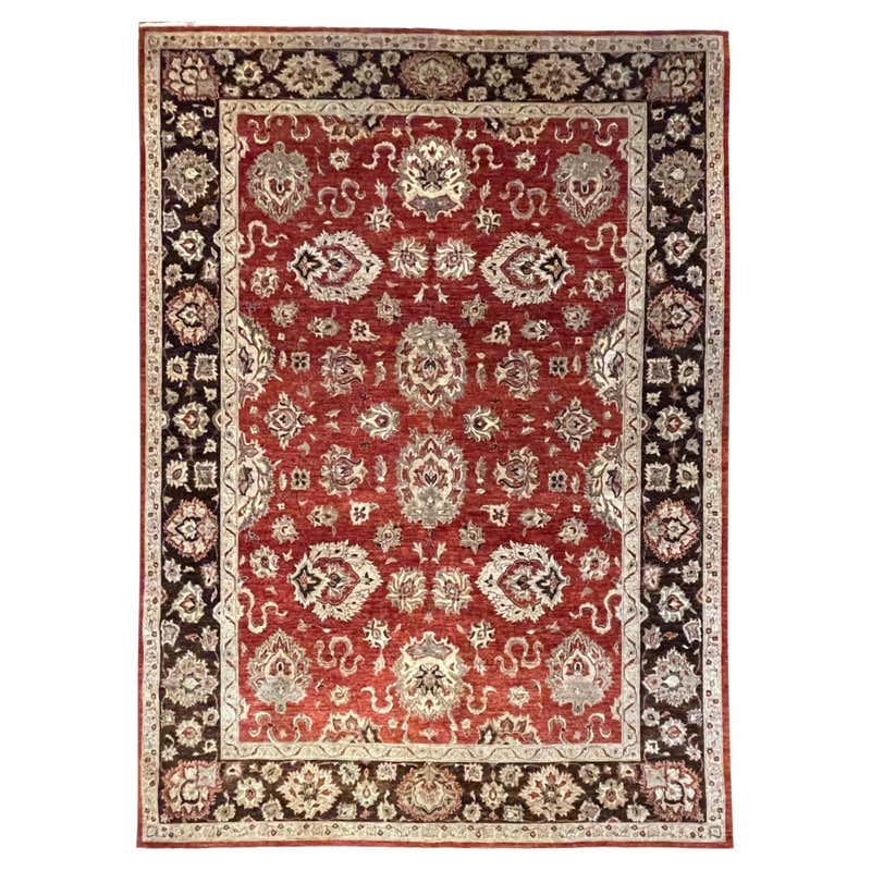 Traditional Pakistani Brown Square Rug For Sale at 1stDibs