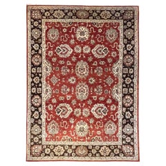 Authentic Hand knotted Rust Brown All-Over Semi Floral Pakistan Rug