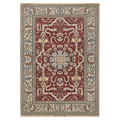 Authentic Hand Knotted Medallion Floral Silk Isfahan Rug