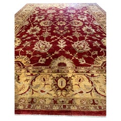 Authentic Hand Knotted Rust Semi Floral Pakistan Rug