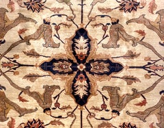 Authentic Hand Knotted Semi Geometric Heriz Design Pakistan Rug