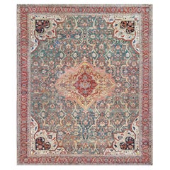 Authentique tapis persan antique en laine noué à la main Serapi