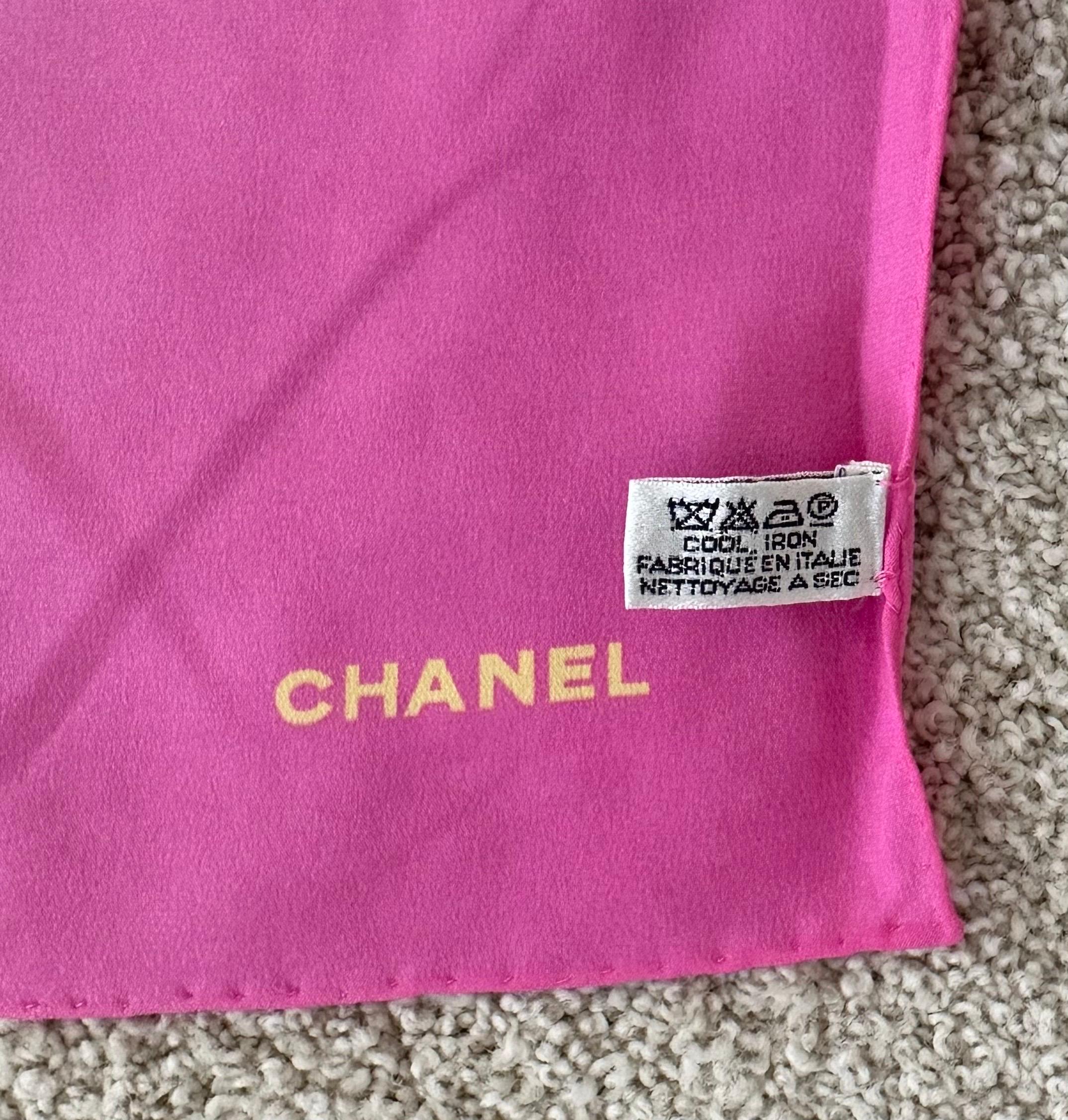 Authentic Hand Rolled Italian Silk Scarf by Chanel For Sale 5