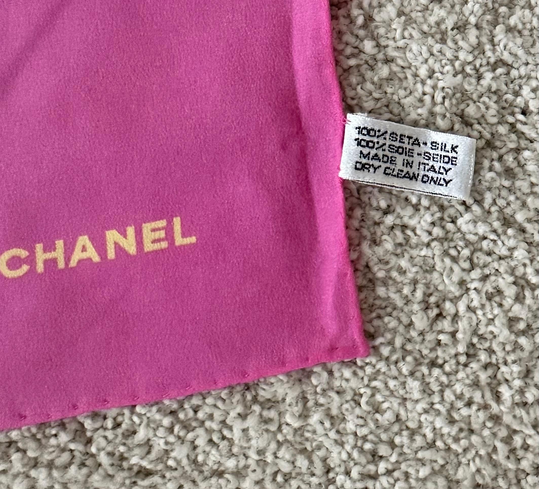 Authentic Hand Rolled Italian Silk Scarf by Chanel For Sale 6