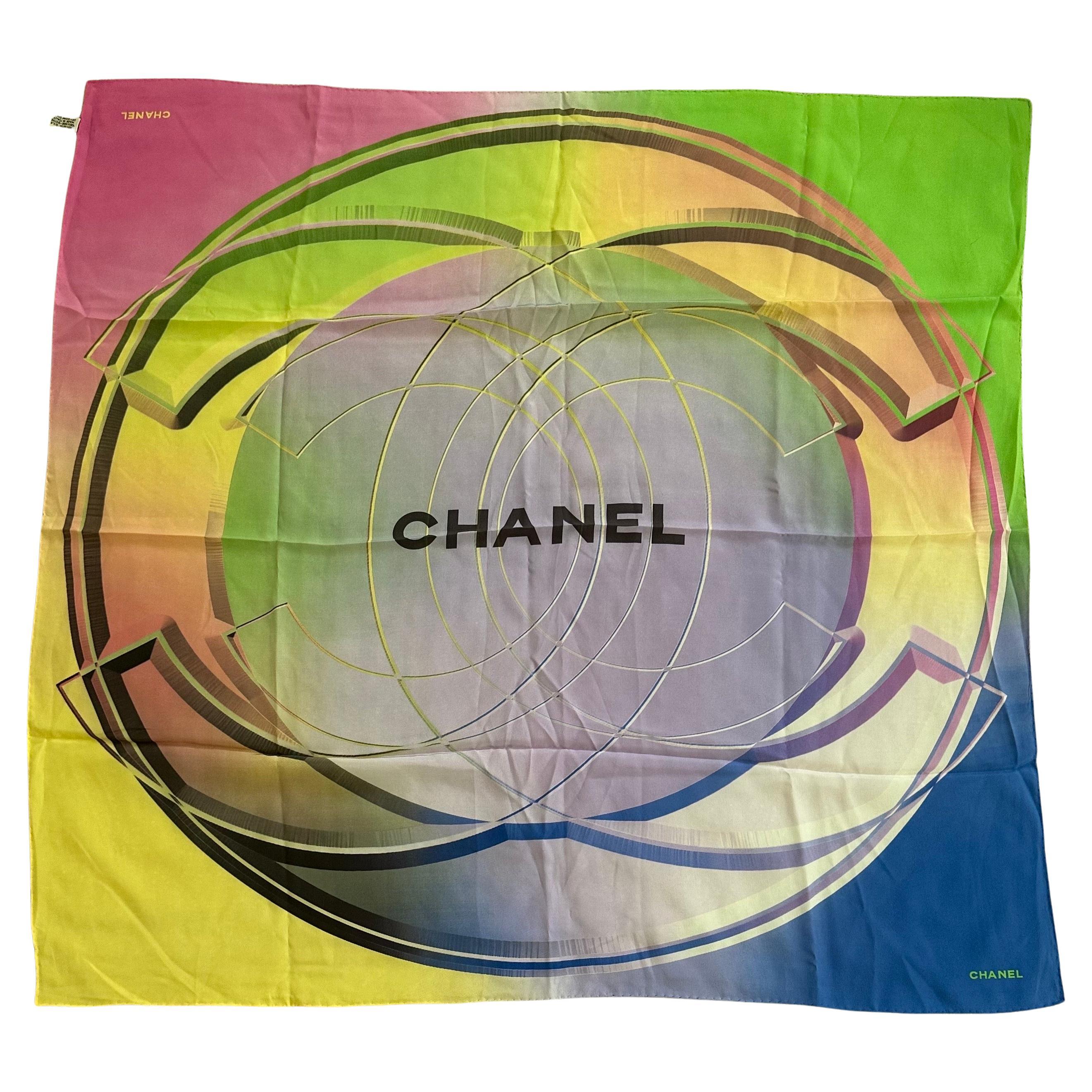 Authentic Hand Rolled Italian Silk Scarf by Chanel For Sale 8