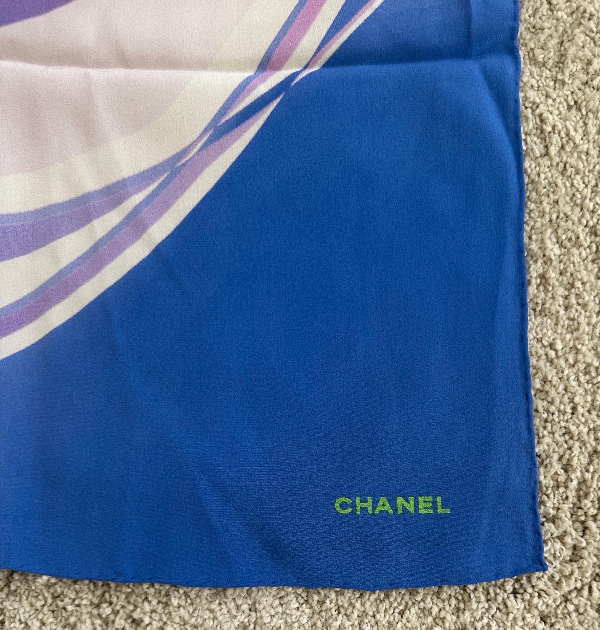 Authentic Hand Rolled Italian Silk Scarf by Chanel For Sale 2