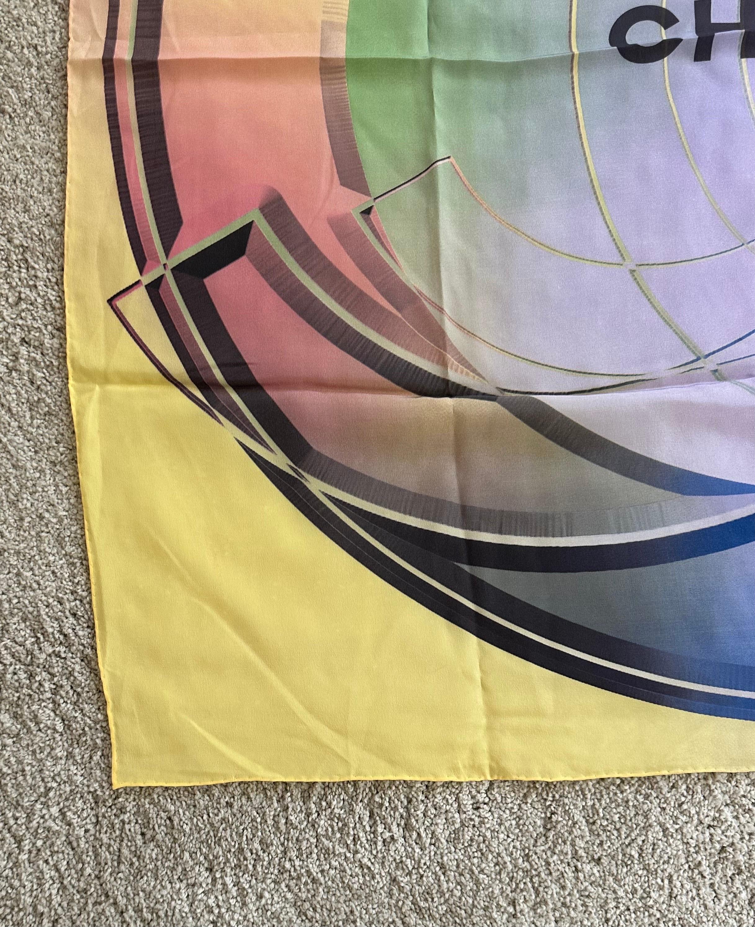 Authentic Hand Rolled Italian Silk Scarf by Chanel For Sale 3
