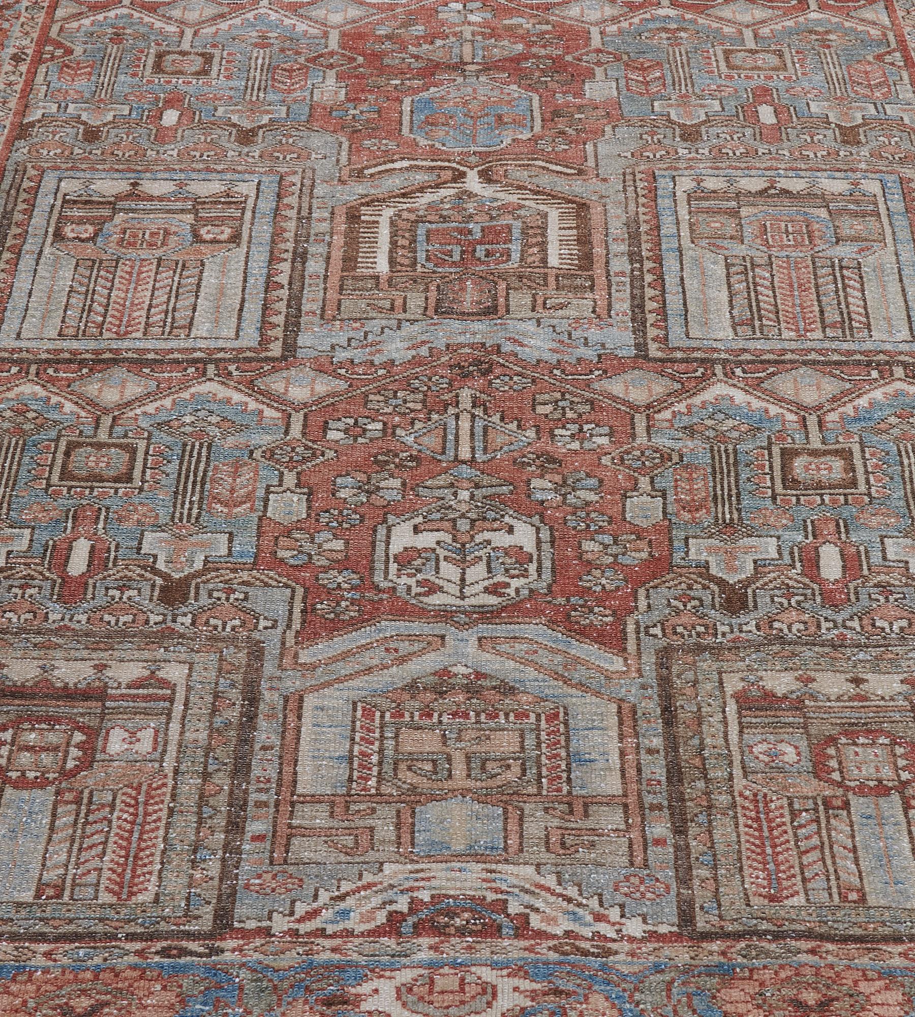 Authentic Hand-woven Antique Circa-1910 Wool Persian Malayer Rug For Sale 2