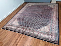 Mir Serbend Persian Rug, Handknotted Vintage, Circa 1940s, 9' x 12' Navy Blue