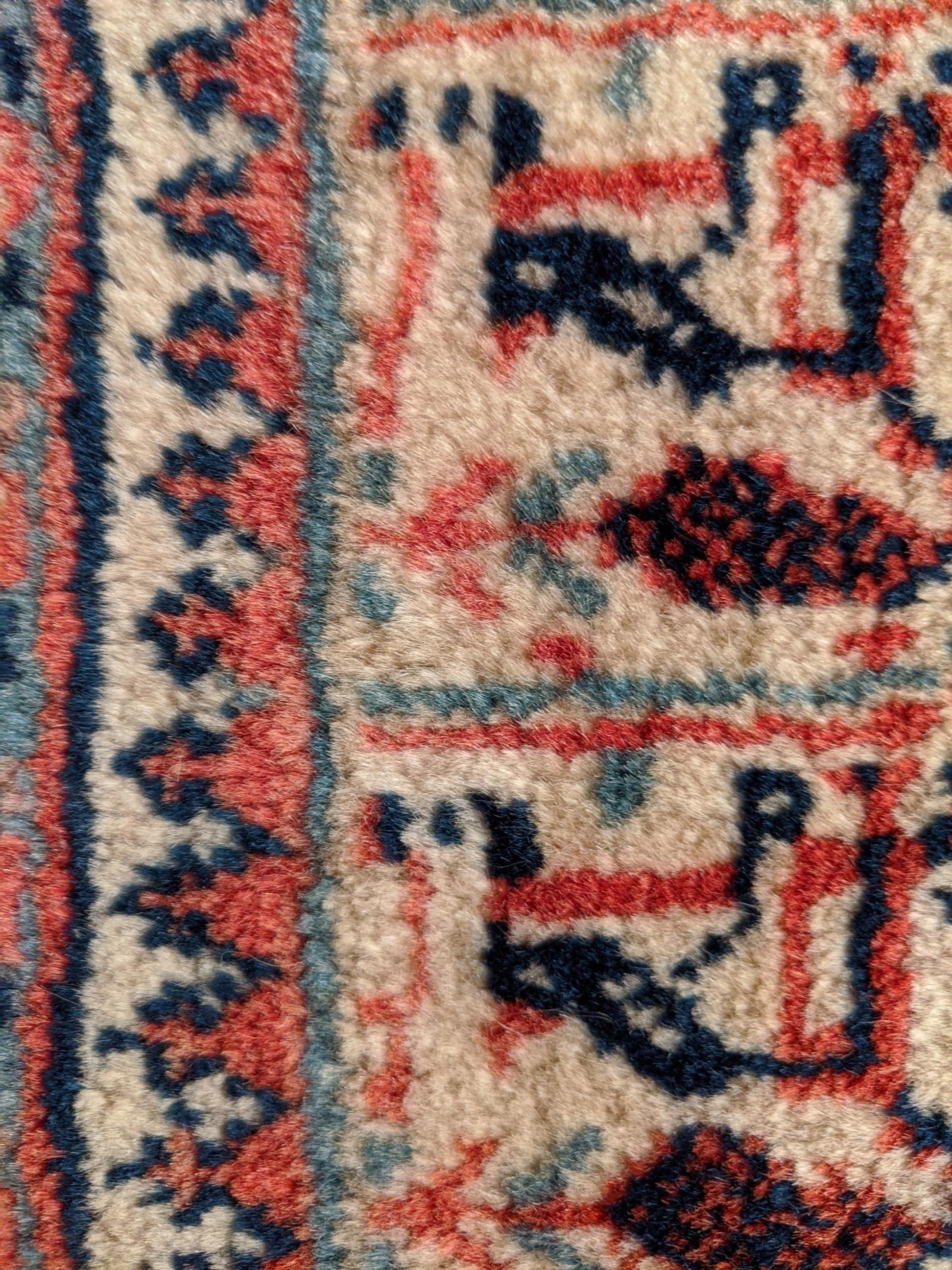 Hand-Woven Authentic Handknotted Persian Mir 1940s Rug 9'x12' For Sale