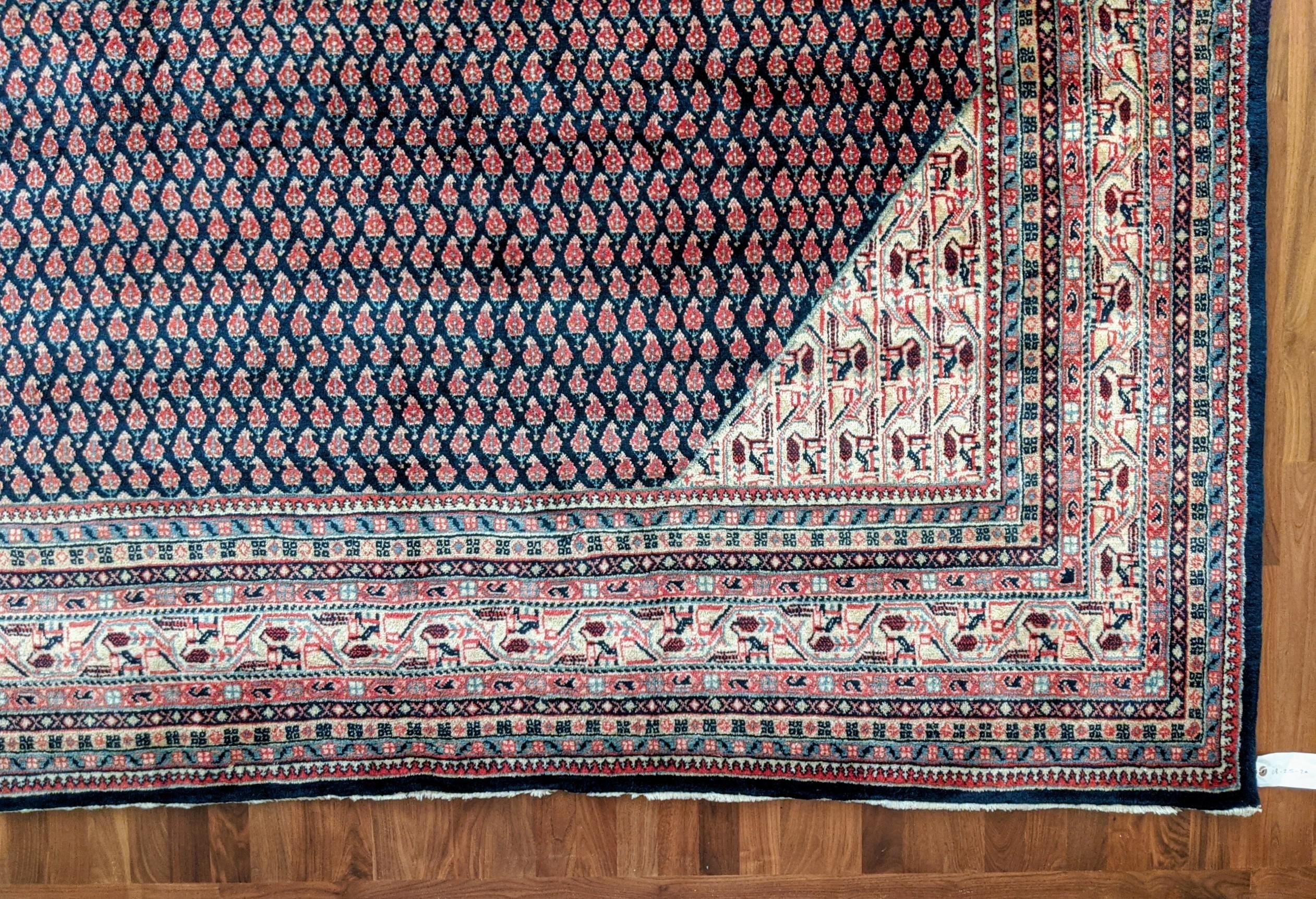 Authentic Handknotted Persian Mir 1940s Rug 9'x12' For Sale 1