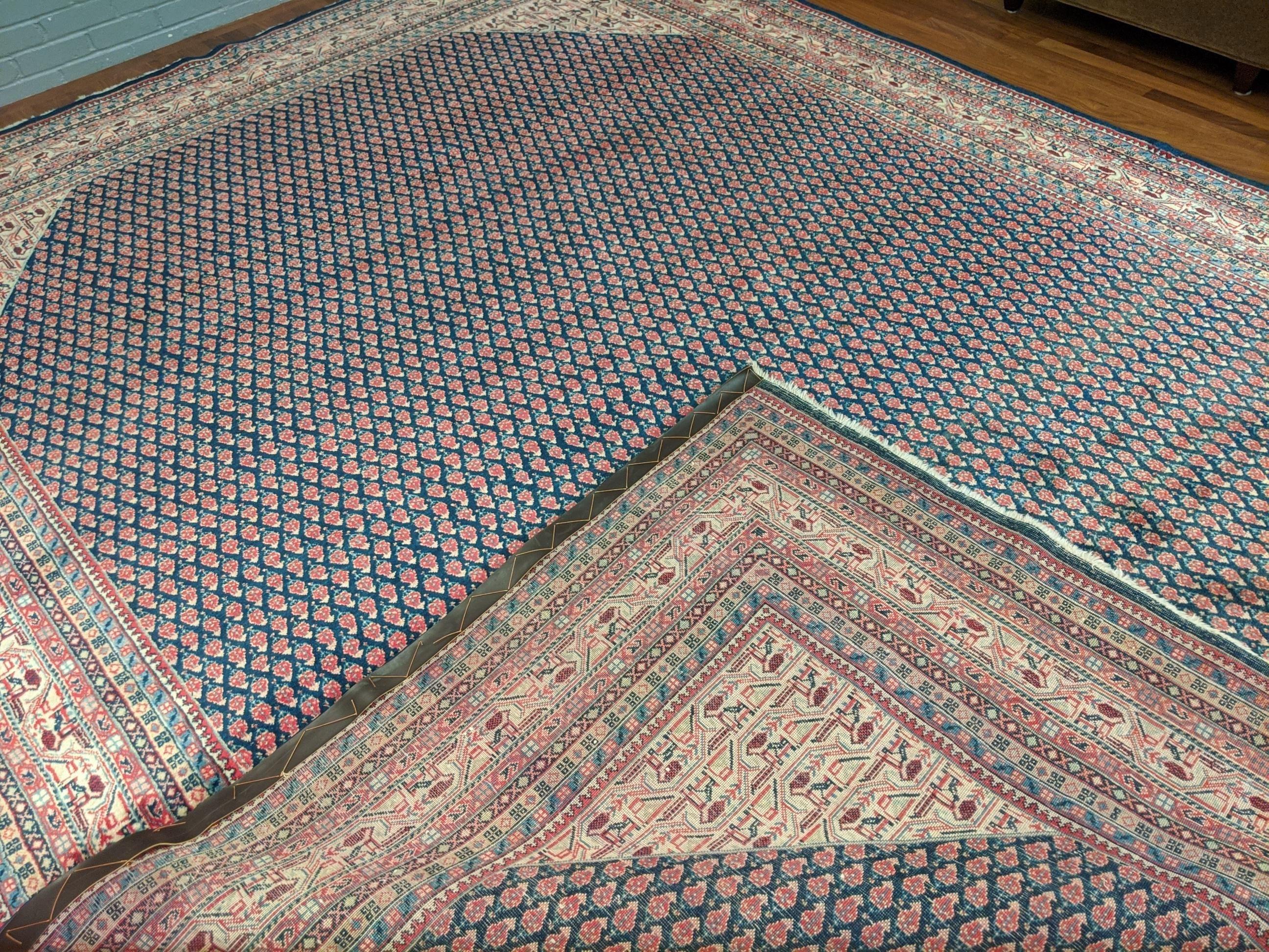 Authentic Handknotted Persian Mir 1940s Rug 9'x12' For Sale 2