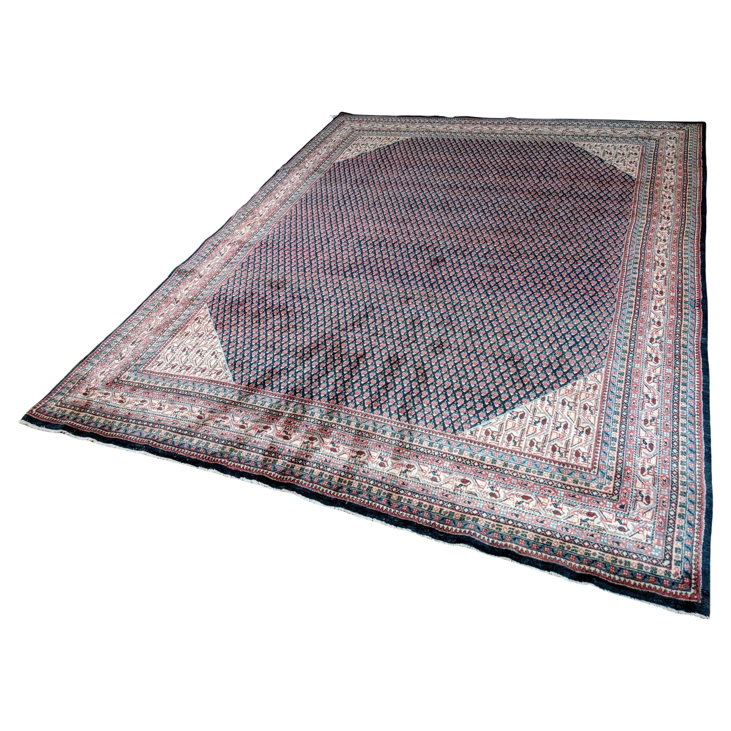 Authentic Handknotted Persian Mir 1940s Rug 9'x12' For Sale