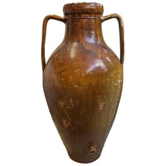 Authentic Handmade Ceramic Brown Vase or Water Jar, circa 1930