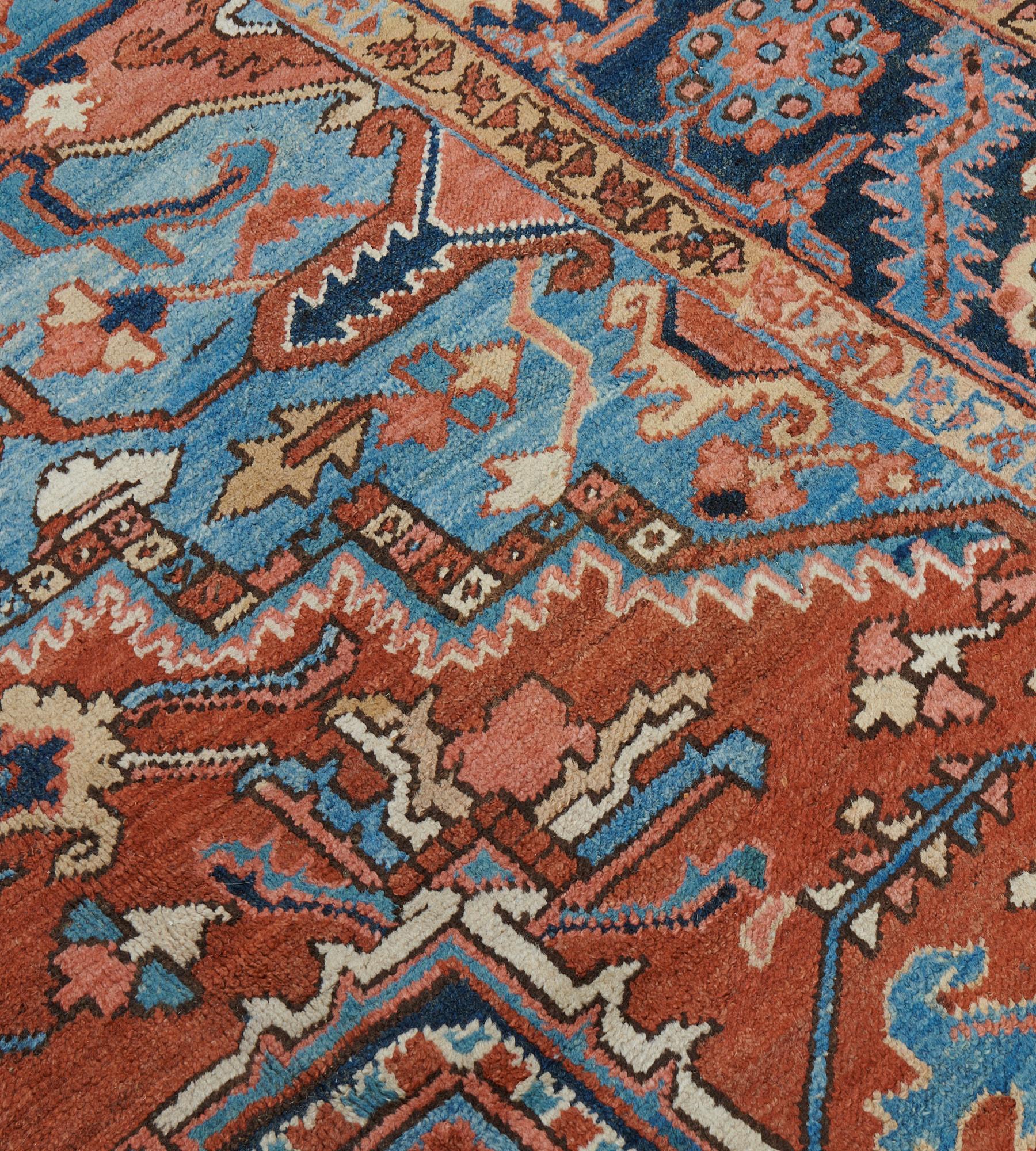 Authentic Handwoven Late 19th Century Persian Heriz Rug For Sale 4