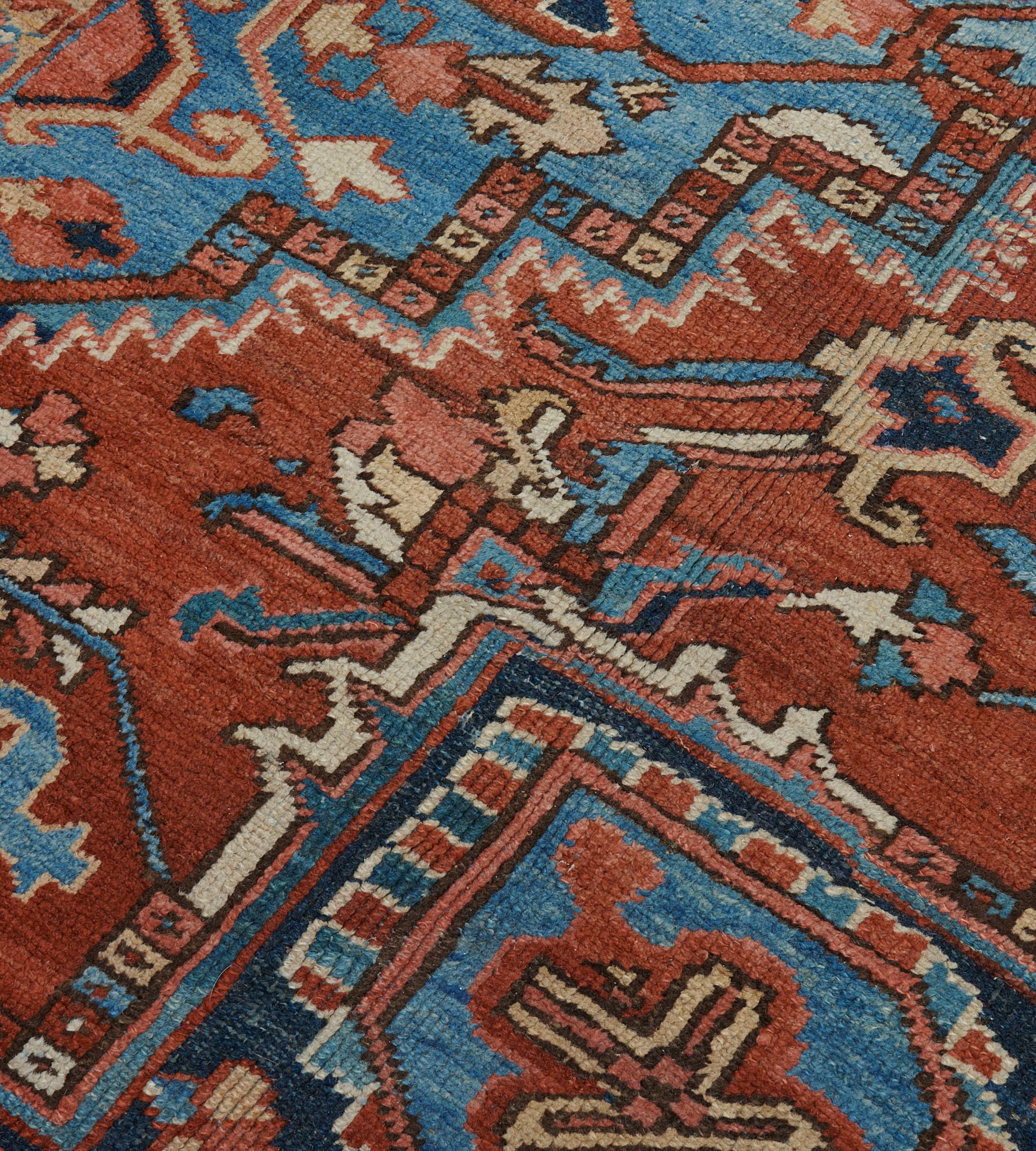 Authentic Handwoven Late 19th Century Persian Heriz Rug For Sale 5