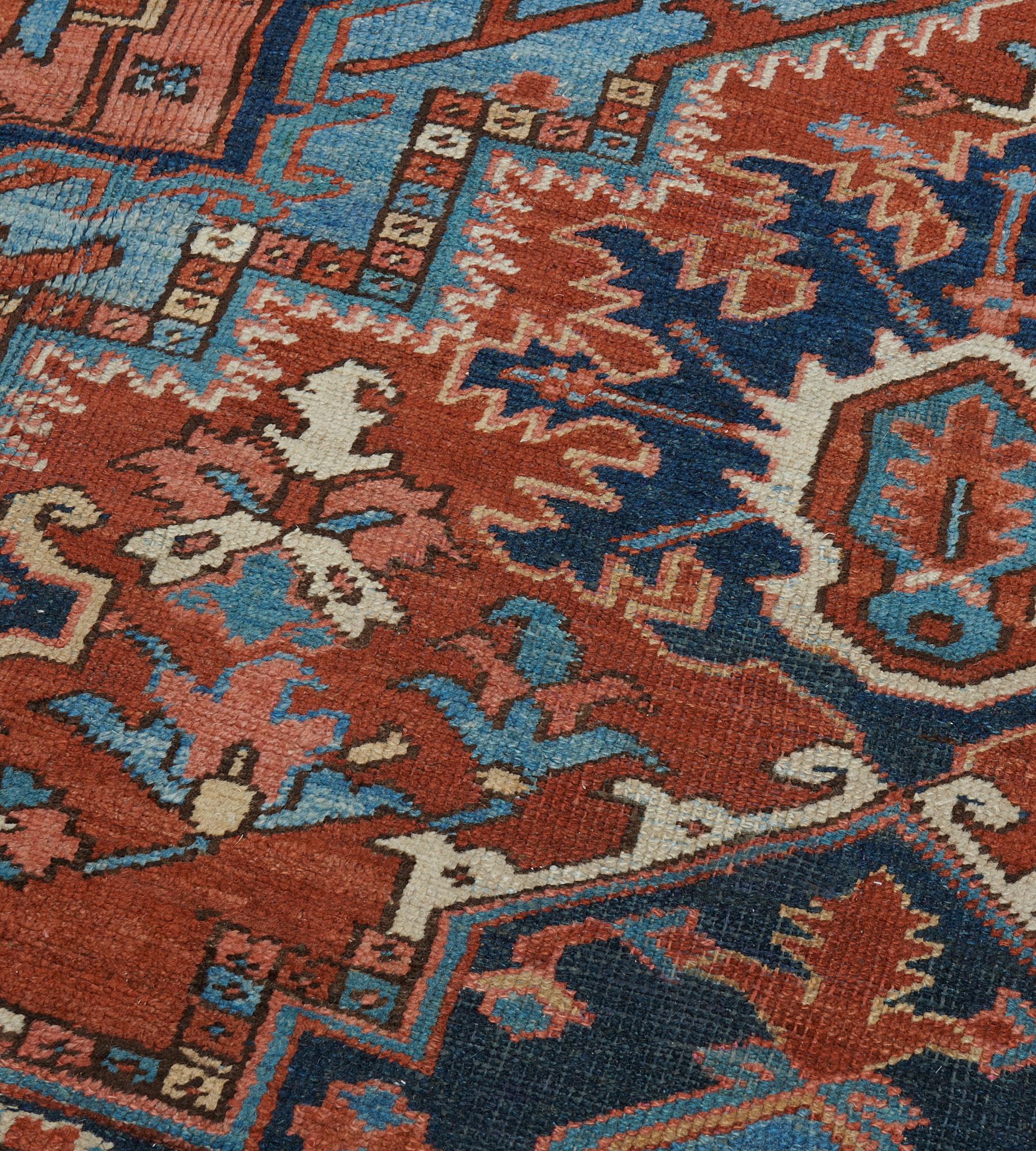 Authentic Handwoven Late 19th Century Persian Heriz Rug For Sale 6