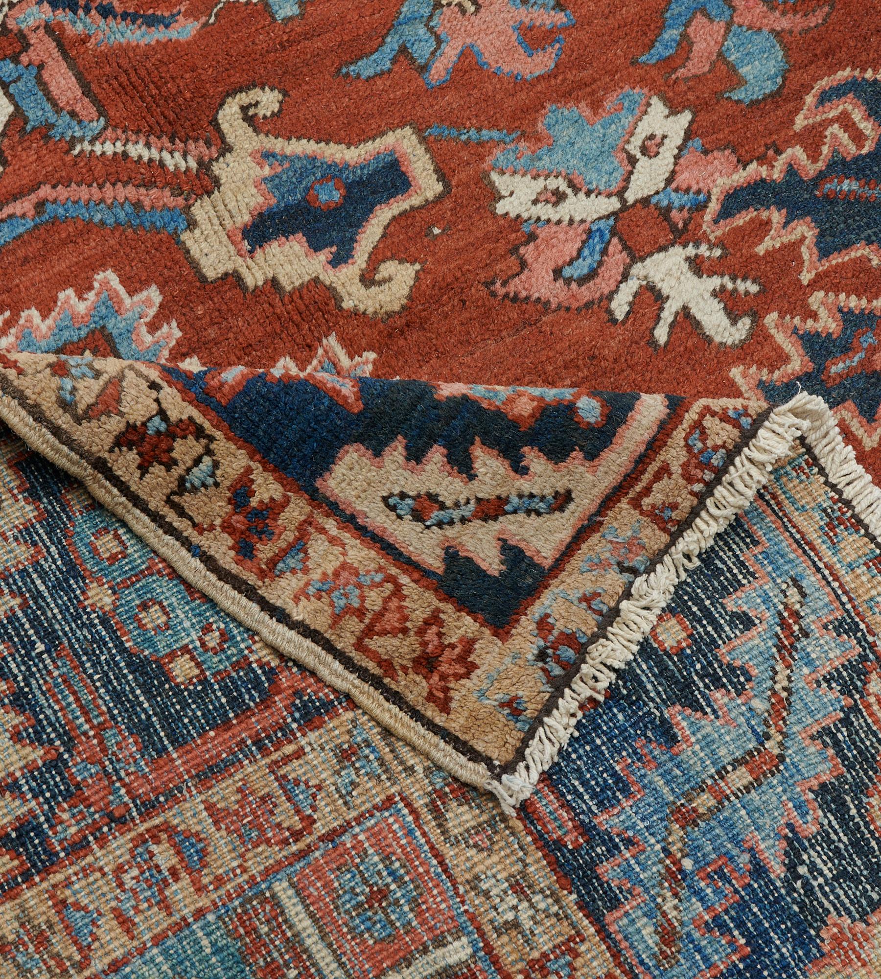 Authentic Handwoven Late 19th Century Persian Heriz Rug For Sale 7