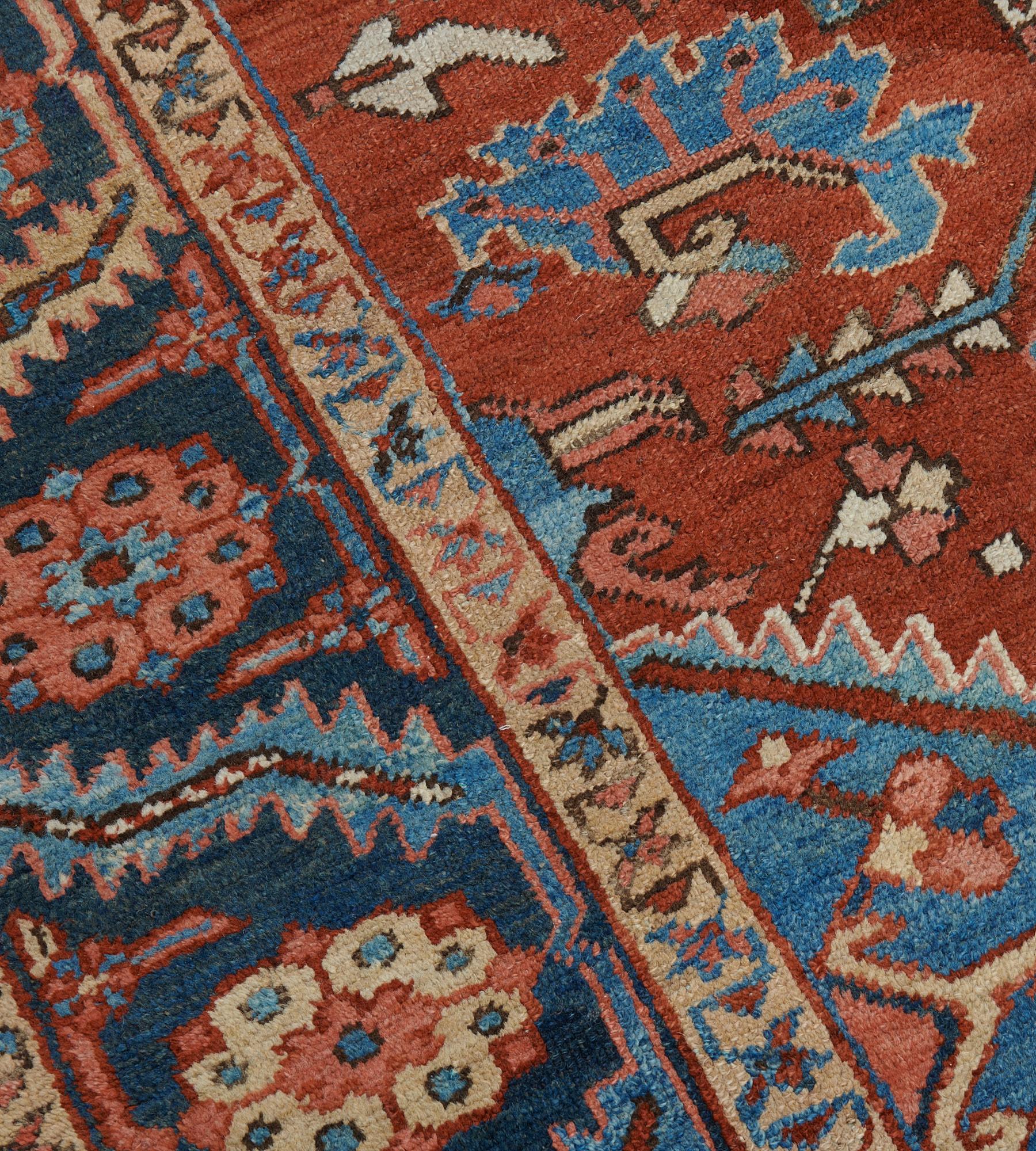 Authentic Handwoven Late 19th Century Persian Heriz Rug In Good Condition For Sale In West Hollywood, CA