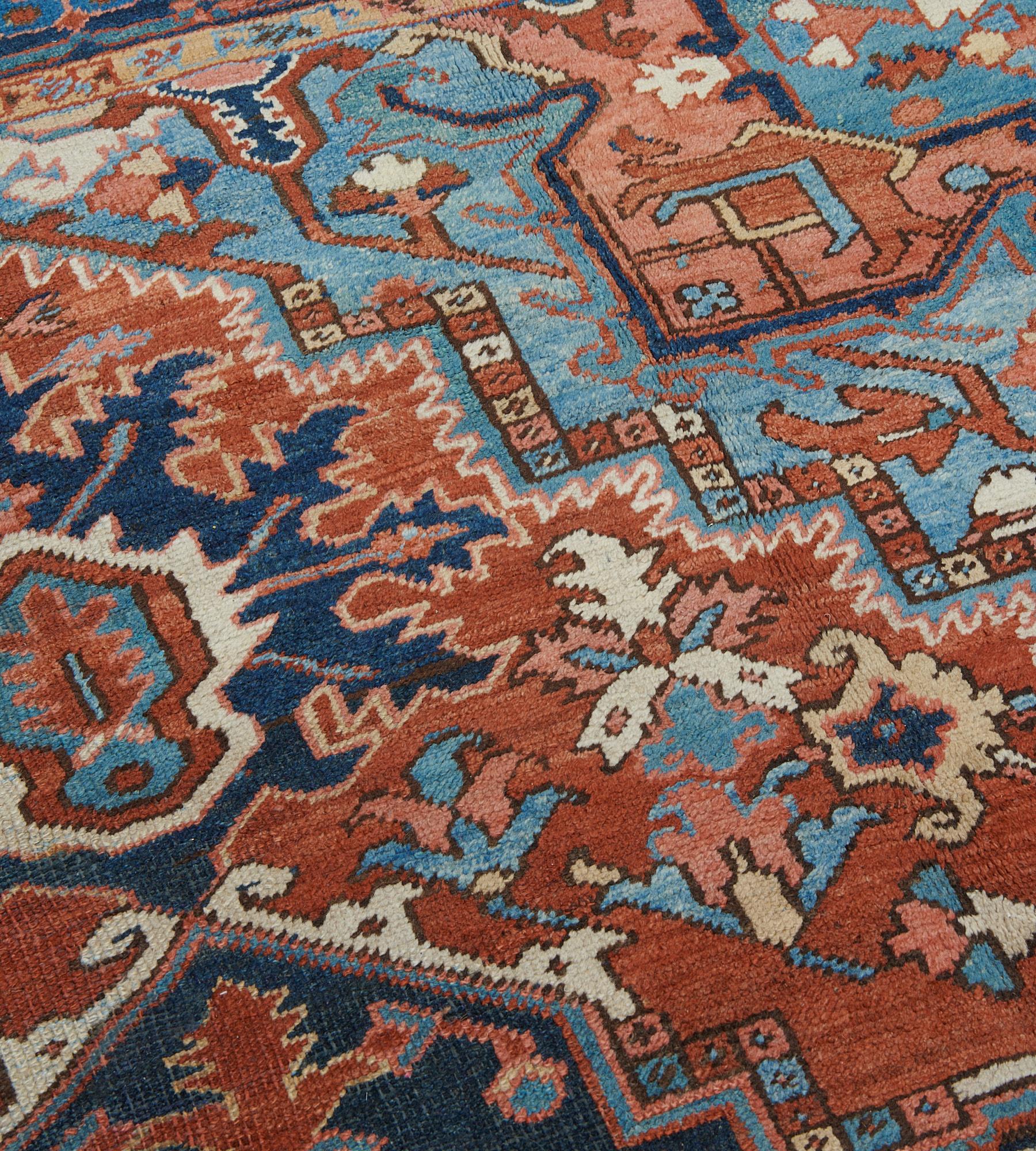 Authentic Handwoven Late 19th Century Persian Heriz Rug For Sale 1