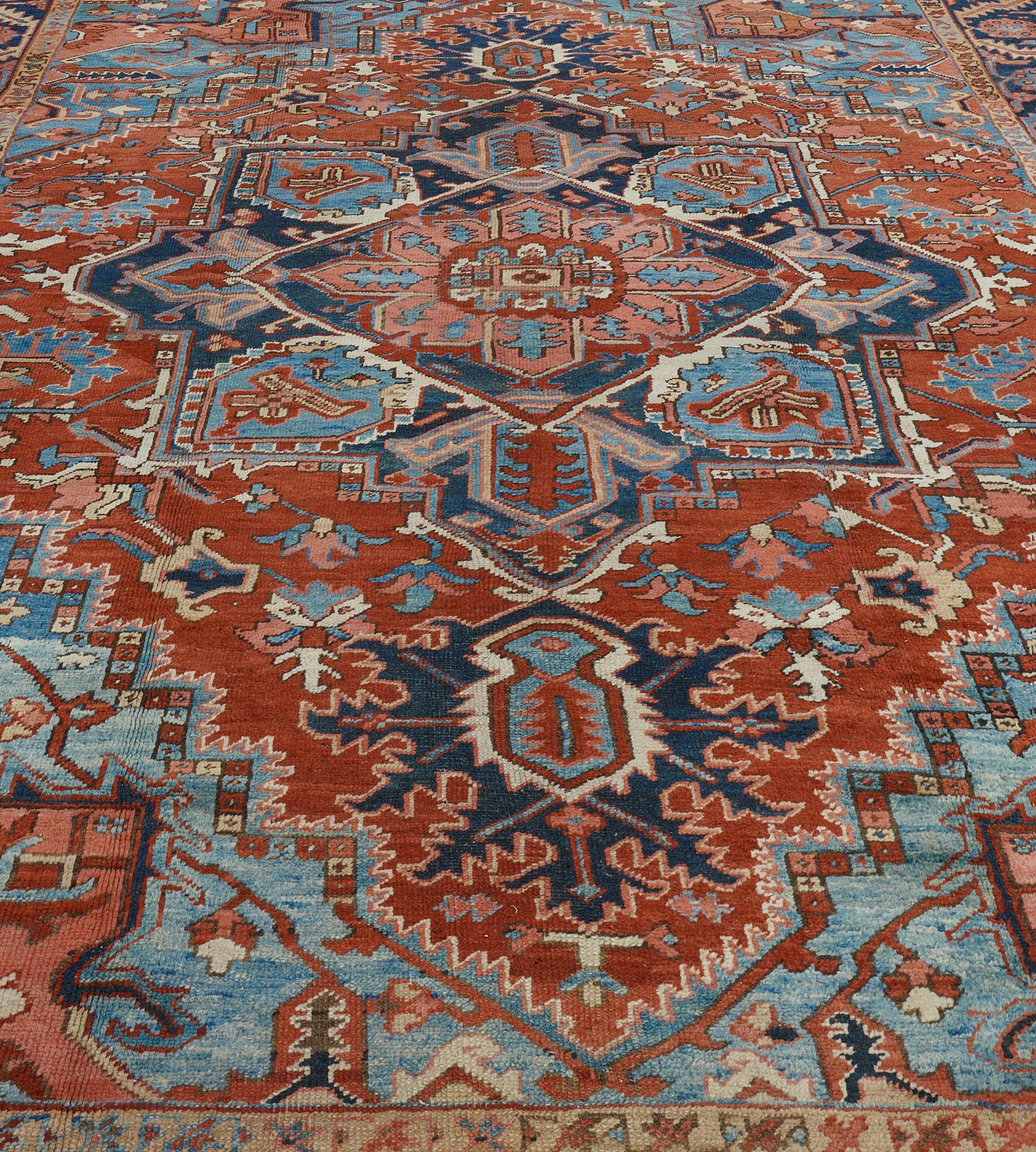 Authentic Handwoven Late 19th Century Persian Heriz Rug For Sale 3