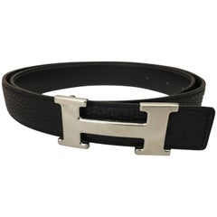 Authentic Hermes 75cm 30in. Togo Reversable H Belt iwj4549-1