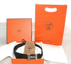 Authentic Hermes 75cm 30in. Togo Reversable H Belt iwj4549-1
