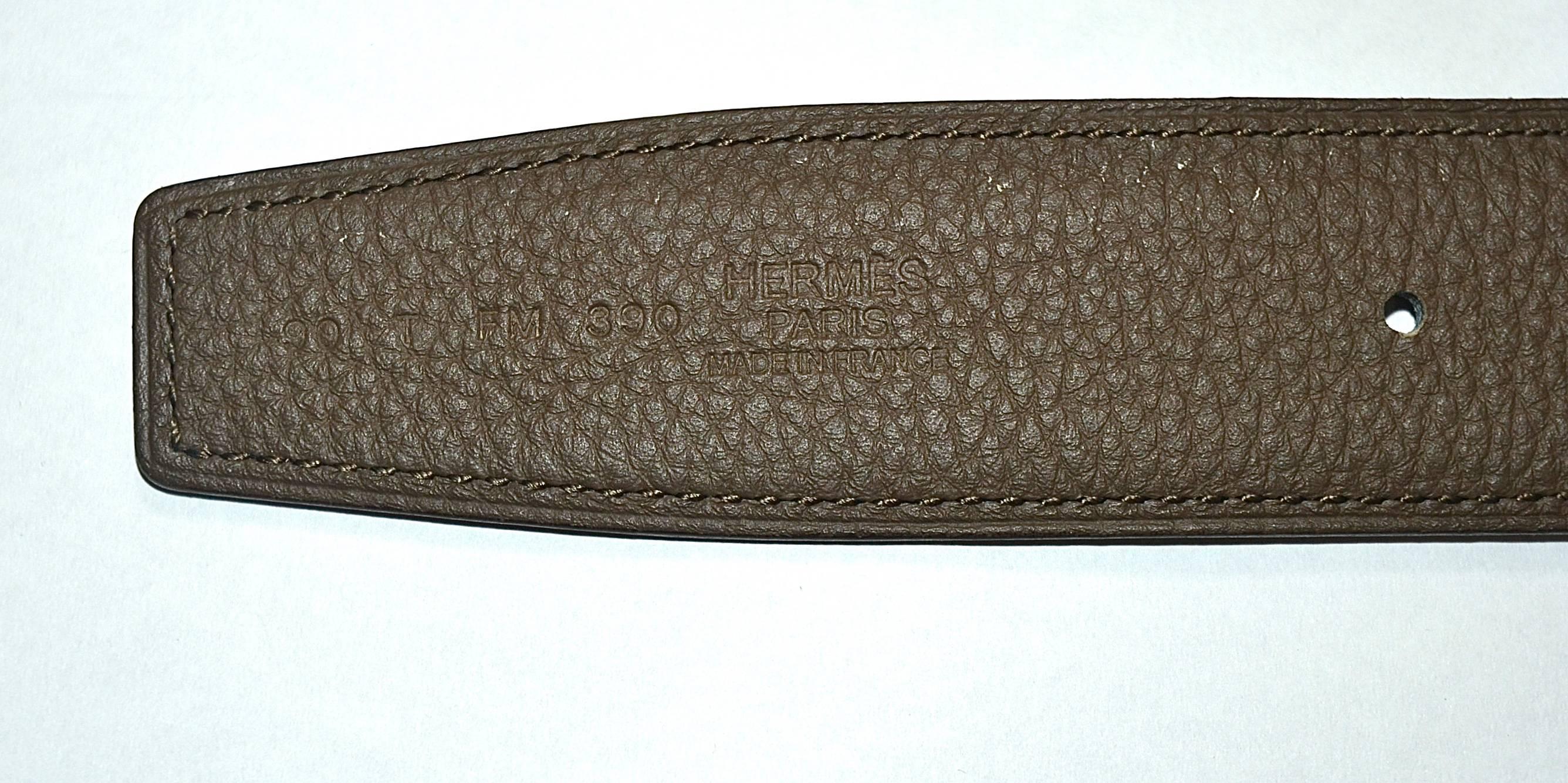 Gray Authentic Hermes 90 Etoupe Grey/Black Constance Reversible H Belt iwj4551-1