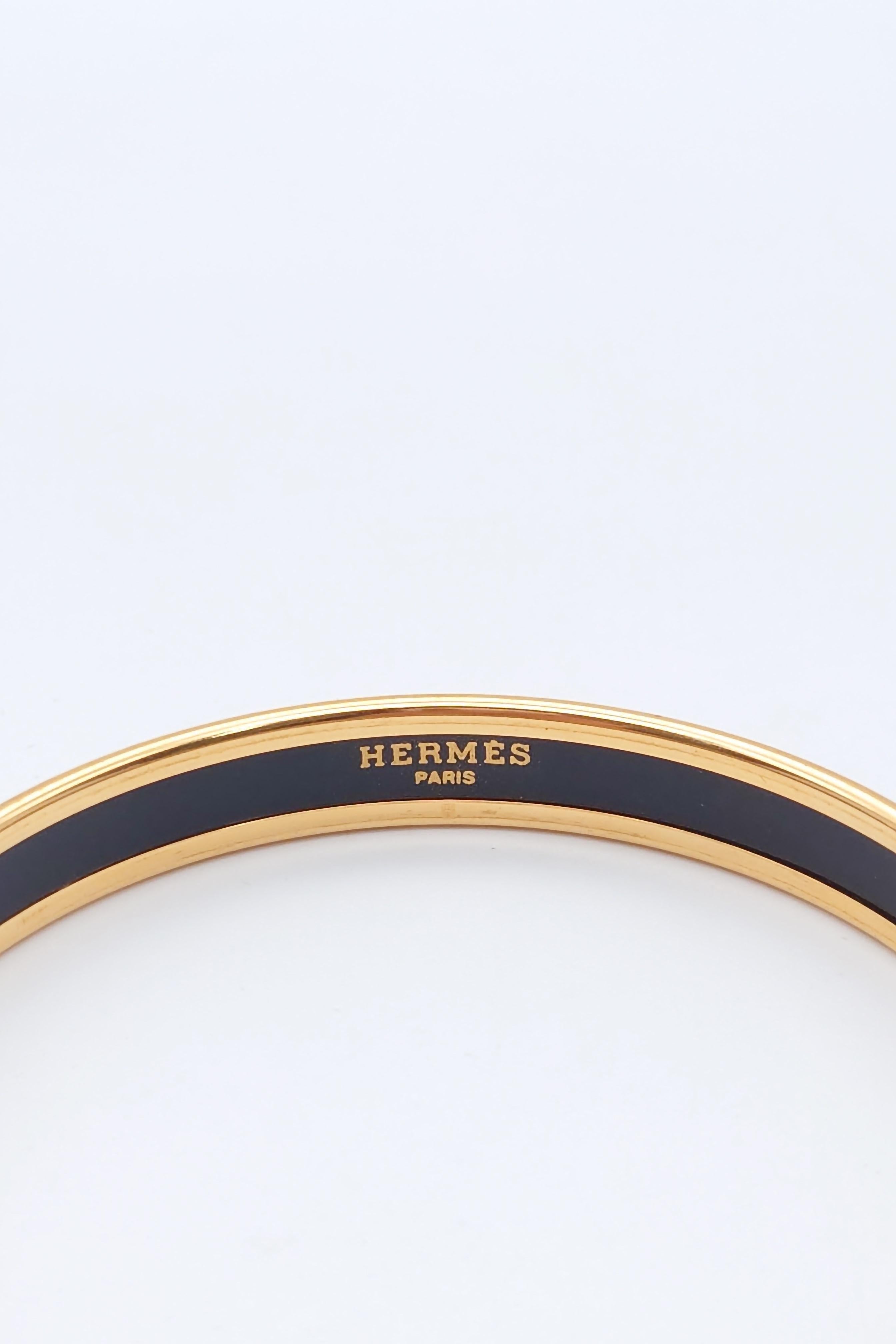 Women's or Men's Authentic Hermes Bracelet Vintage Enamel Bangle ”Band” For Sale