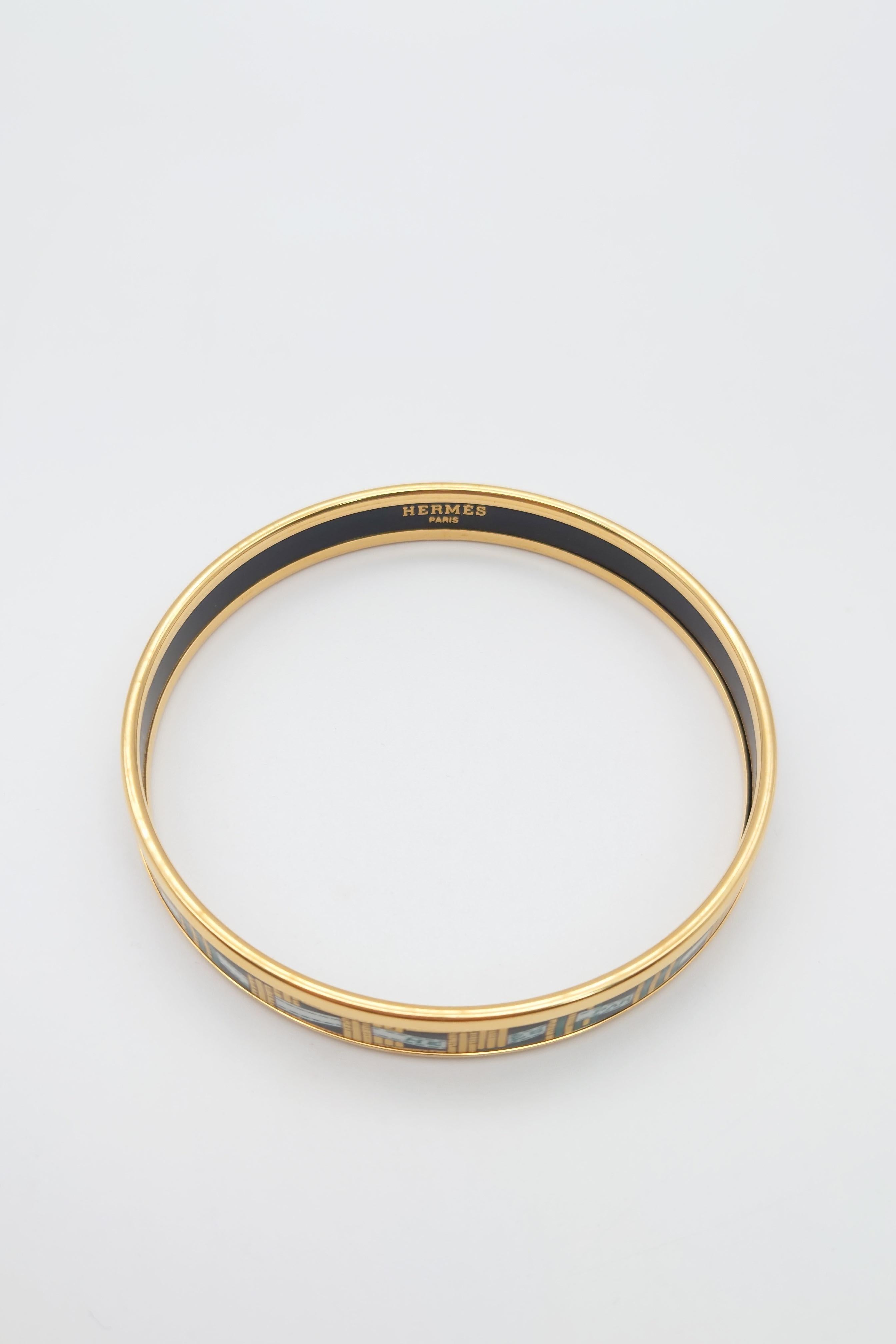 Authentic Hermes Bracelet Vintage Enamel Bangle ”Band” For Sale 3