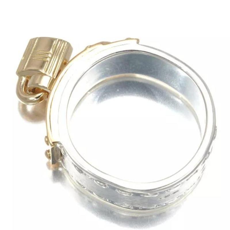 da uomo o donna Autentico anello HERMES Kelly Padlock in oro giallo 18 carati e A. Silver in vendita