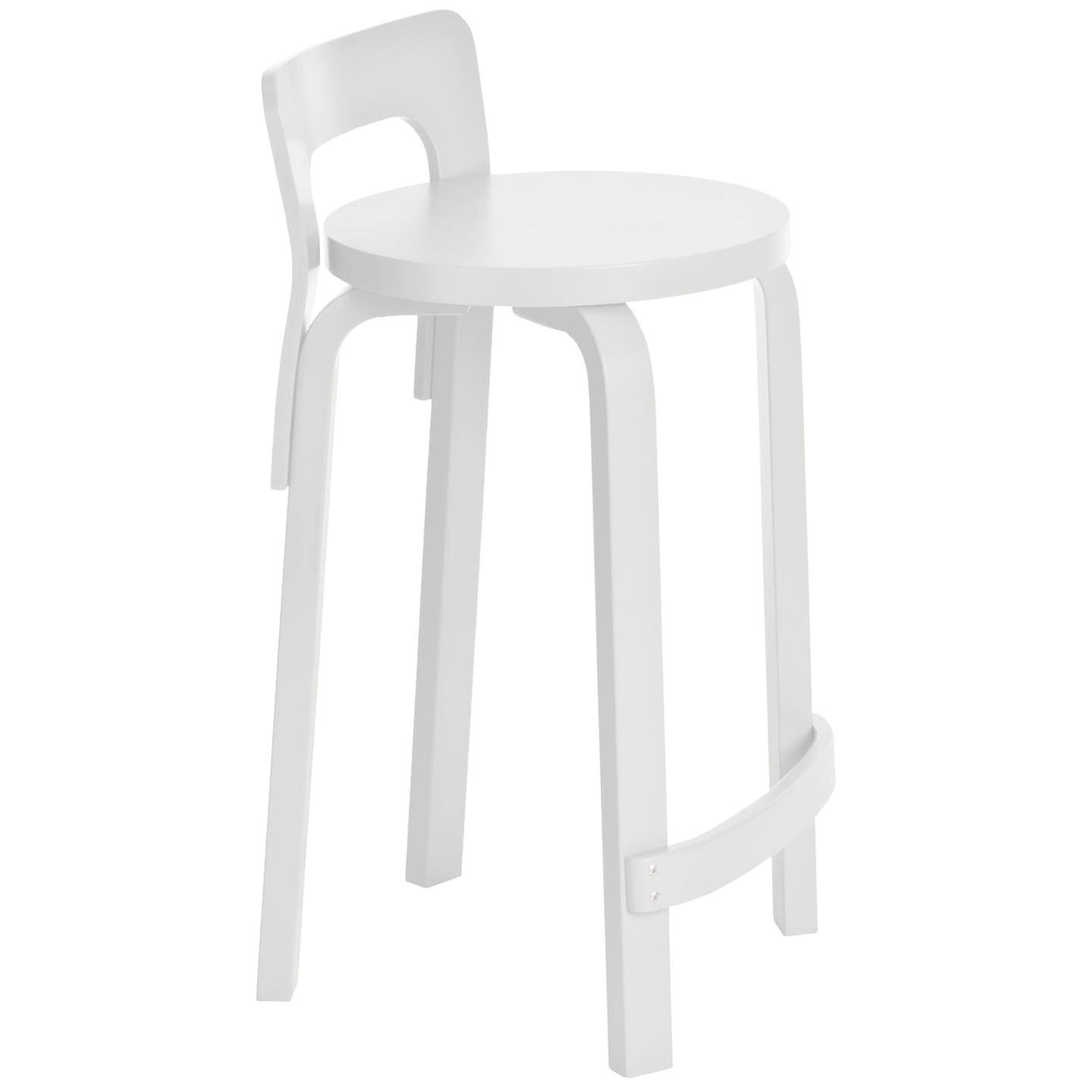 Authentic High Chair K65 in Birch with White Lacquer by Alvar Aalto & Artek For Sale