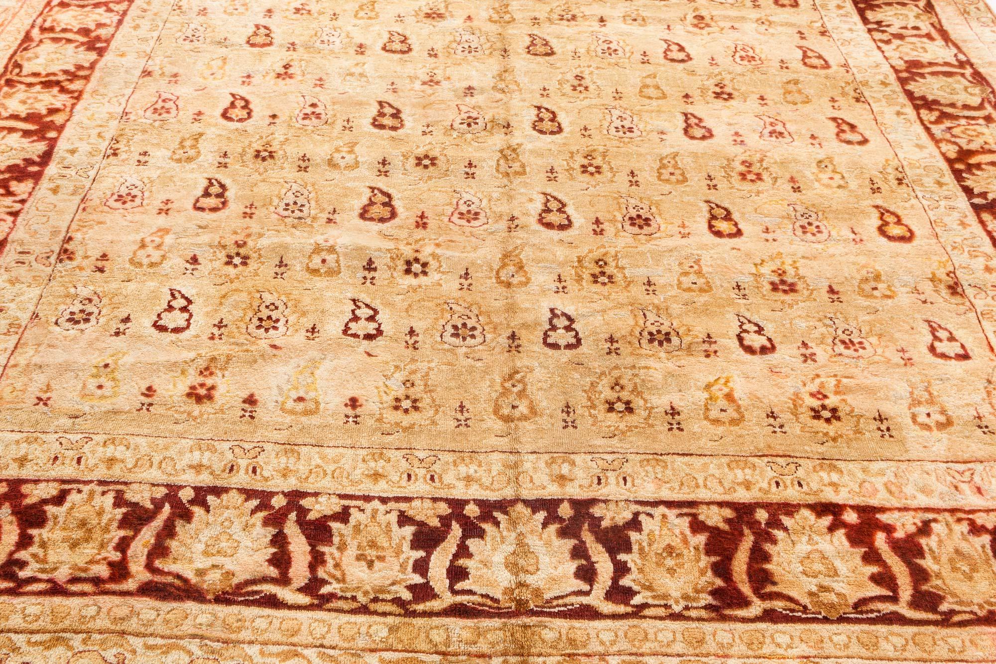 20th Century Authentic Indian Amritsar Botanic Handwoven Rug For Sale
