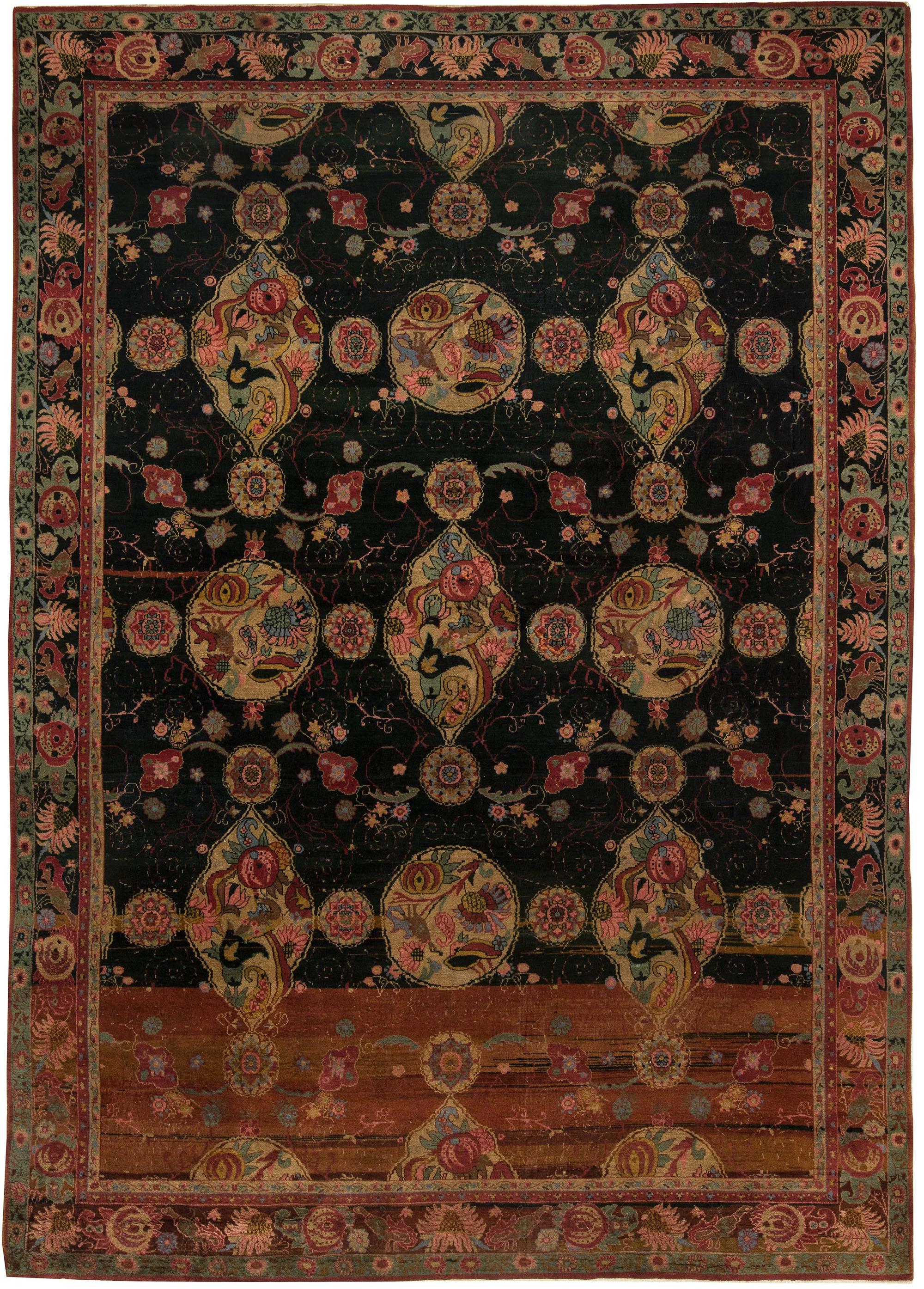 Authentic Indian Botanic Hand Knotted Wool Rug