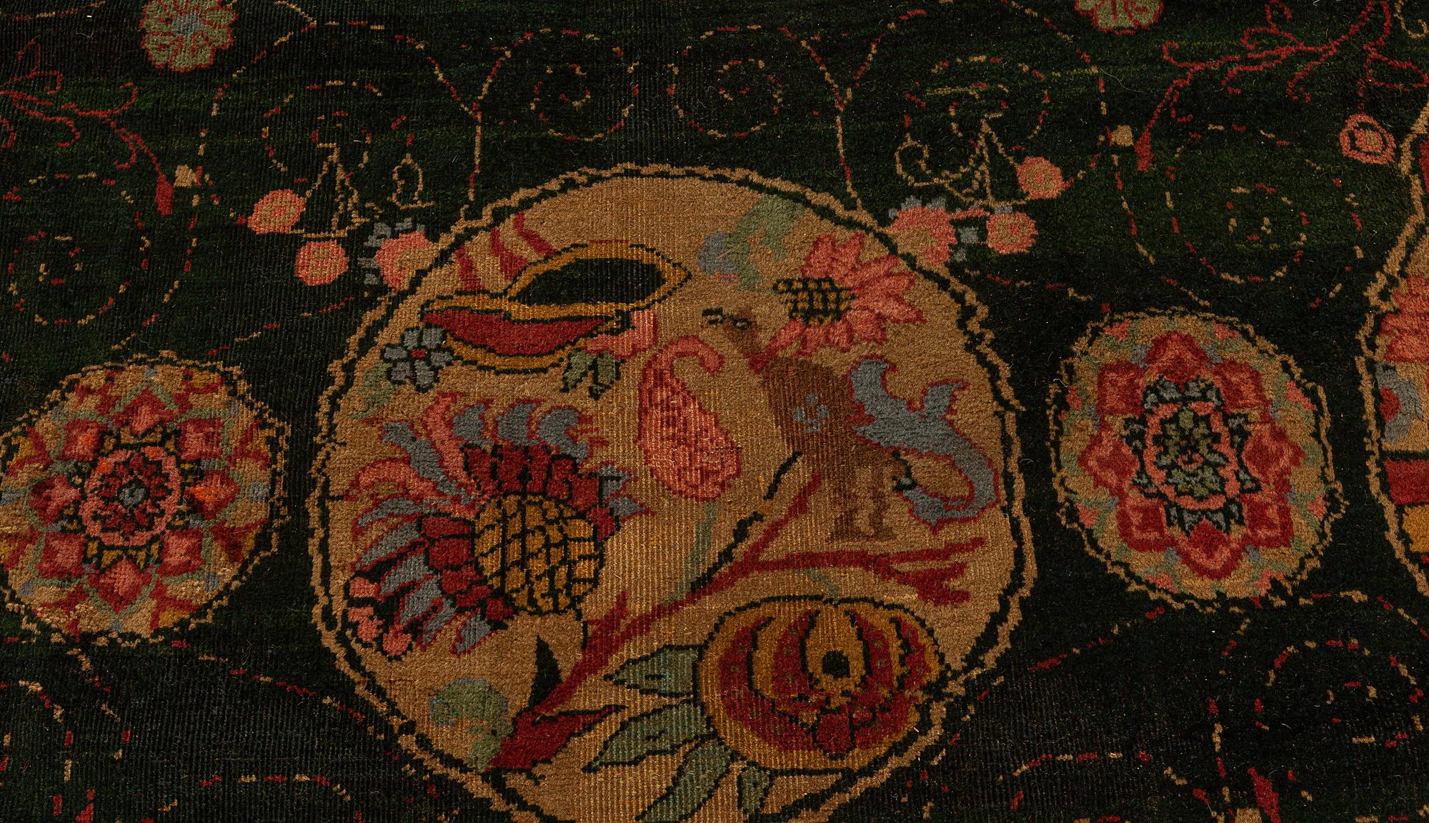 Authentique tapis de laine indien Botanic noué à la main
Taille : 10'0