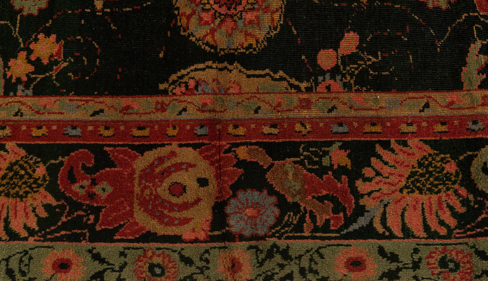 Noué à la main Authentique tapis de laine indien Botanic noué à la main en vente