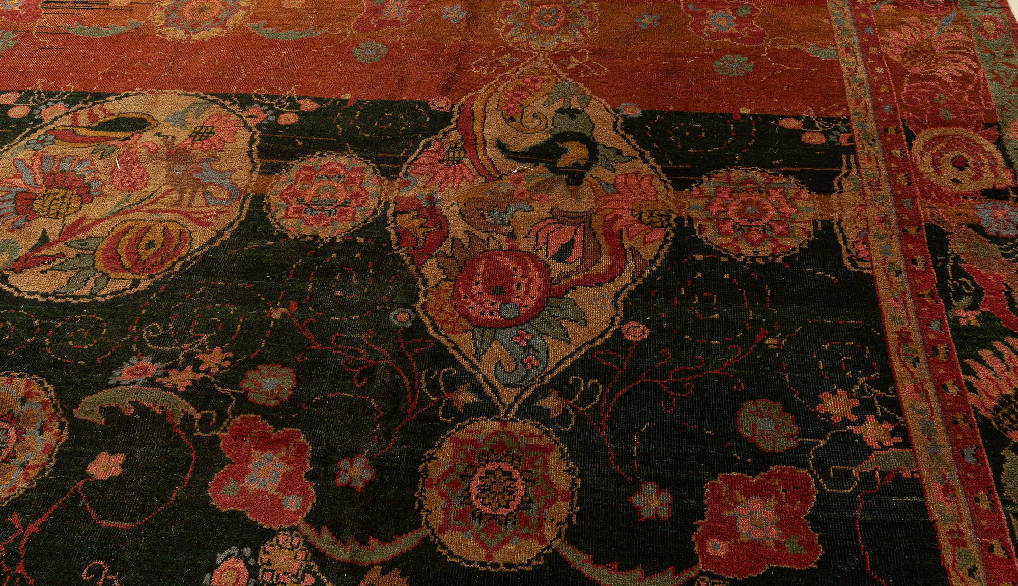 20ième siècle Authentique tapis de laine indien Botanic noué à la main en vente