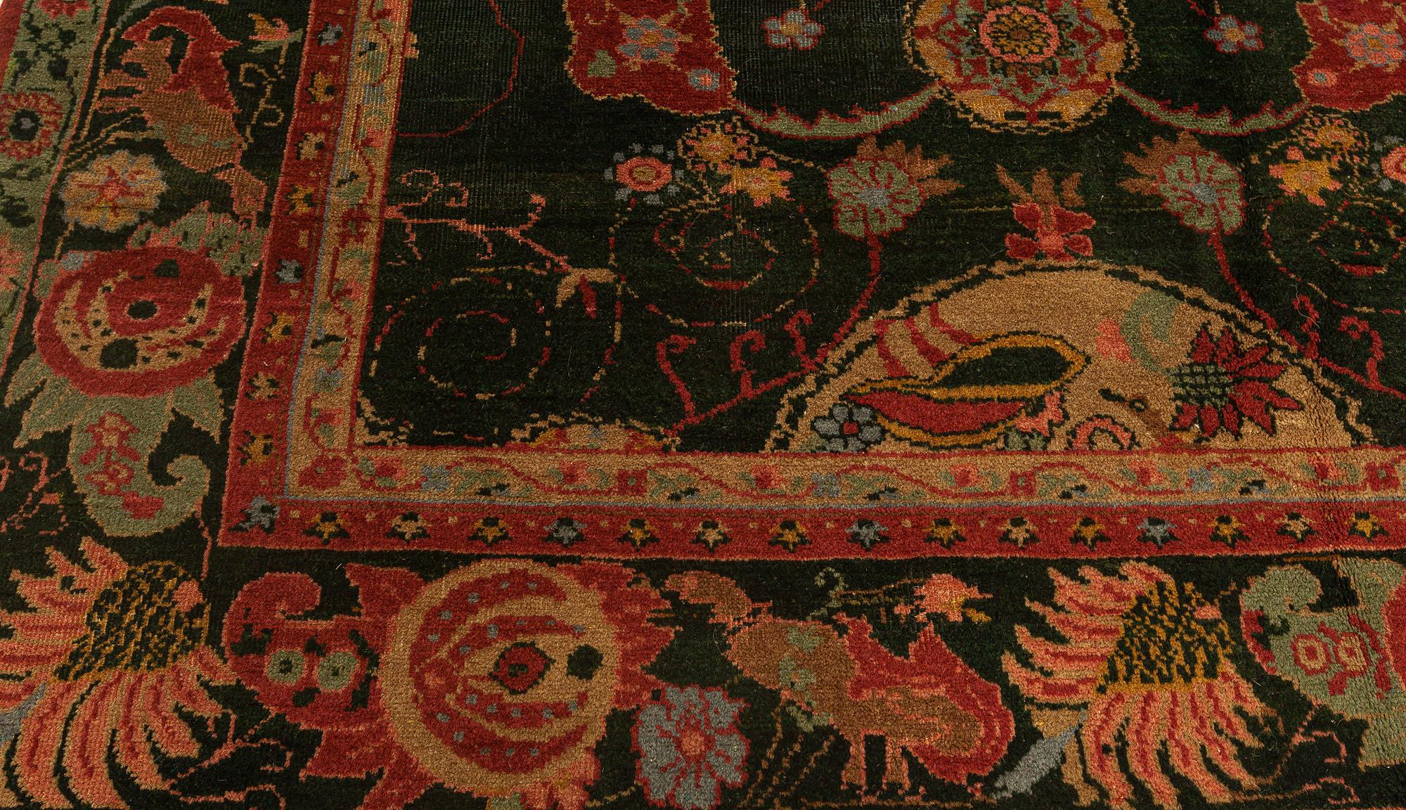 Laine Authentique tapis de laine indien Botanic noué à la main en vente