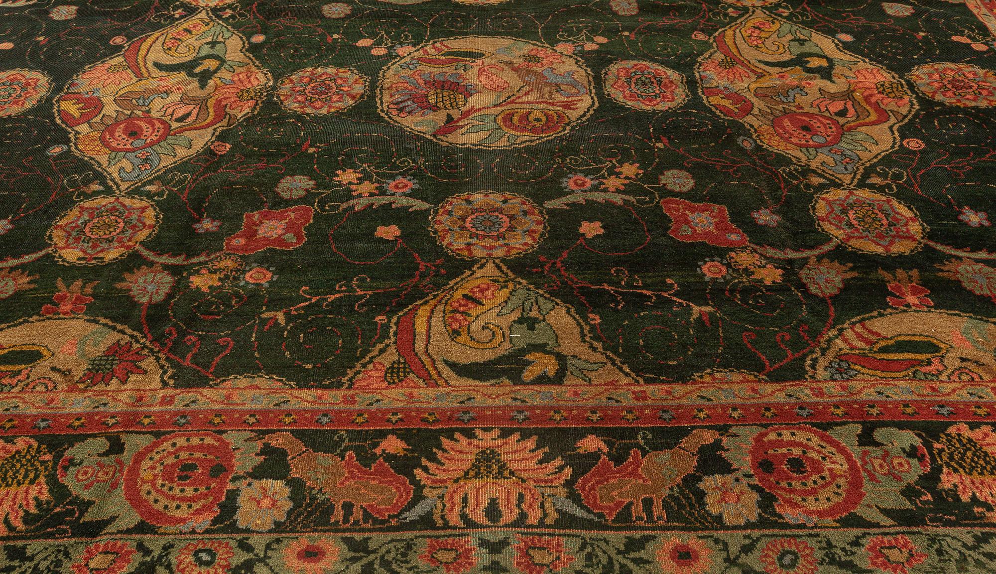 Authentique tapis de laine indien Botanic noué à la main en vente 1