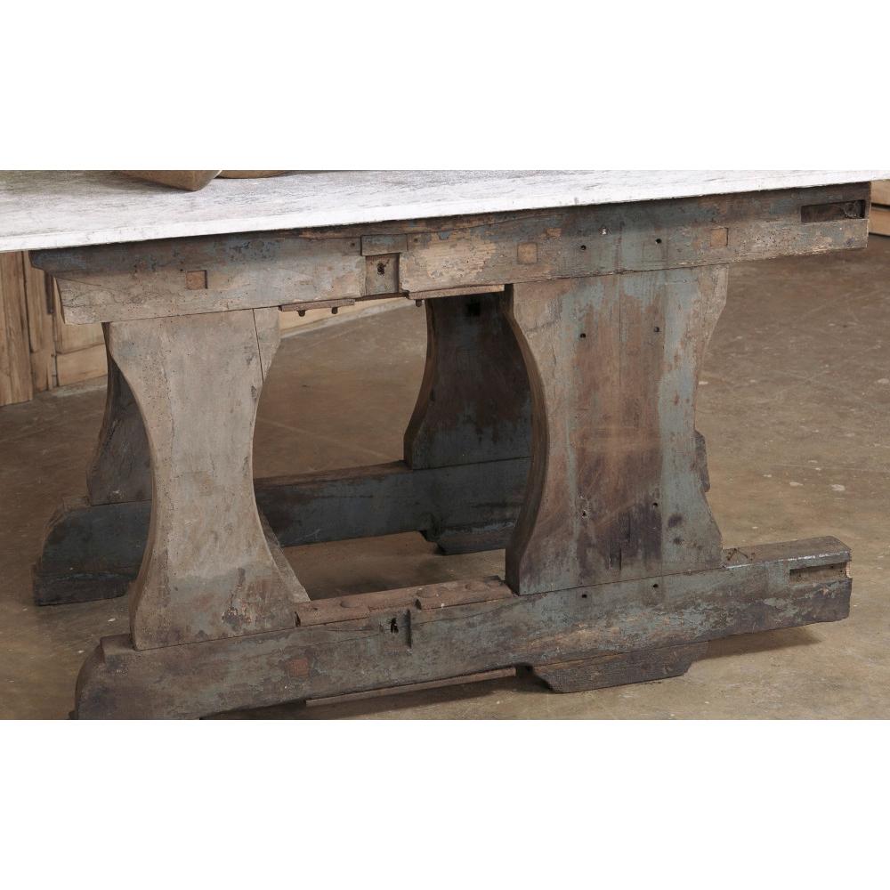 Late 19th Century Authentic Industrial Work Table with Composite Concrete Top For Sale