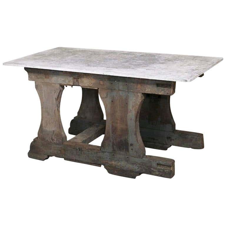 Industrial Factory Table with Four Swinging Seats at 1stDibs | 4 seats ...