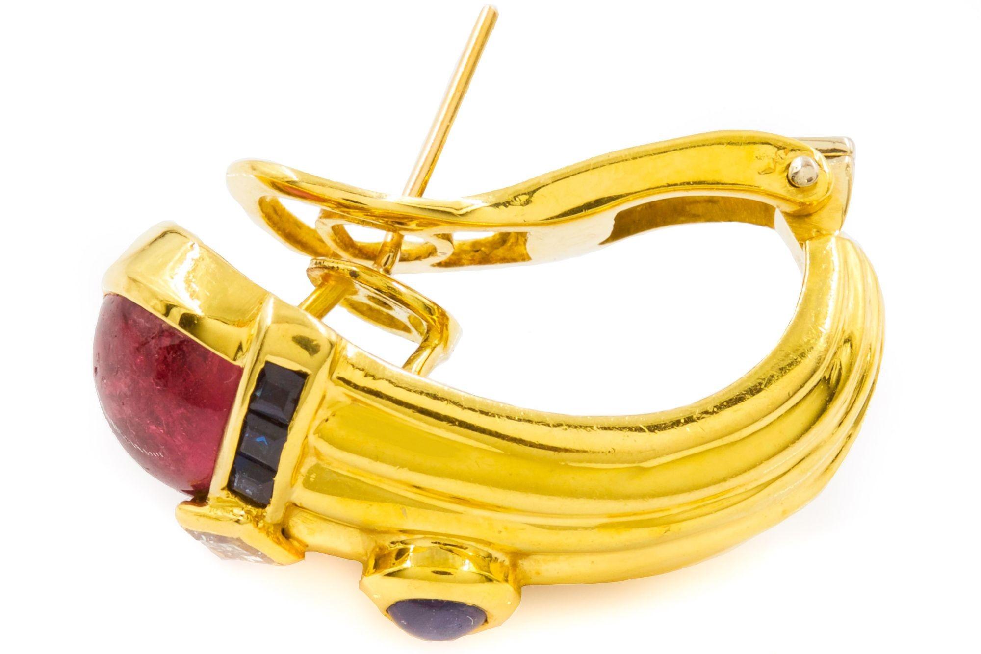 Authentische italienische Ohrringe aus 18 Karat Gold, Turmalin und Diamanten von Roberto Legnazzi 1
