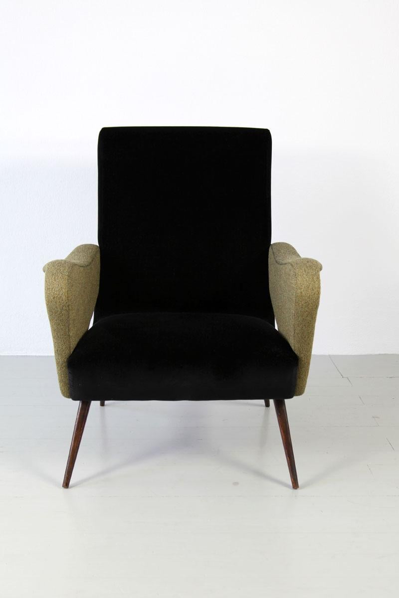 Fabric Authentic two tone Italian Armchair from the 1950s For Sale