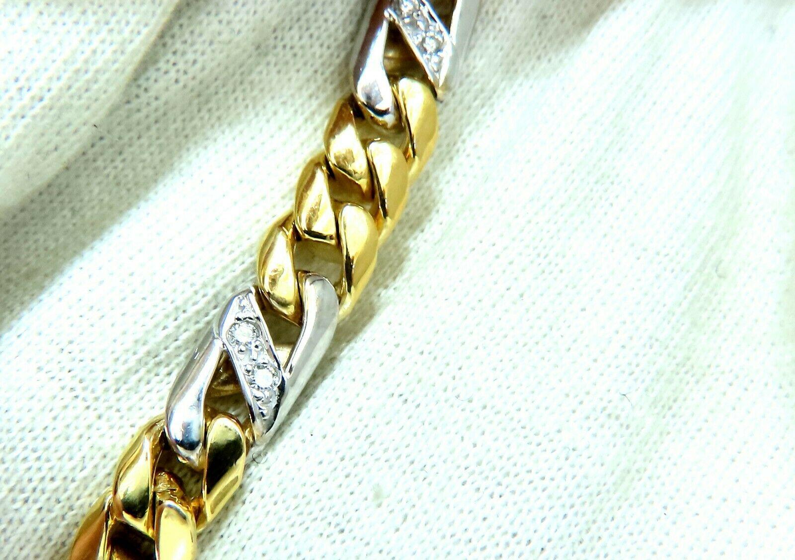 Round Cut Authentic Italian Braccio Men's Diamond Curb Link Bracelet 14 Karat