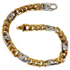 Authentic Italian Braccio Men's Diamond Curb Link Bracelet 14 Karat