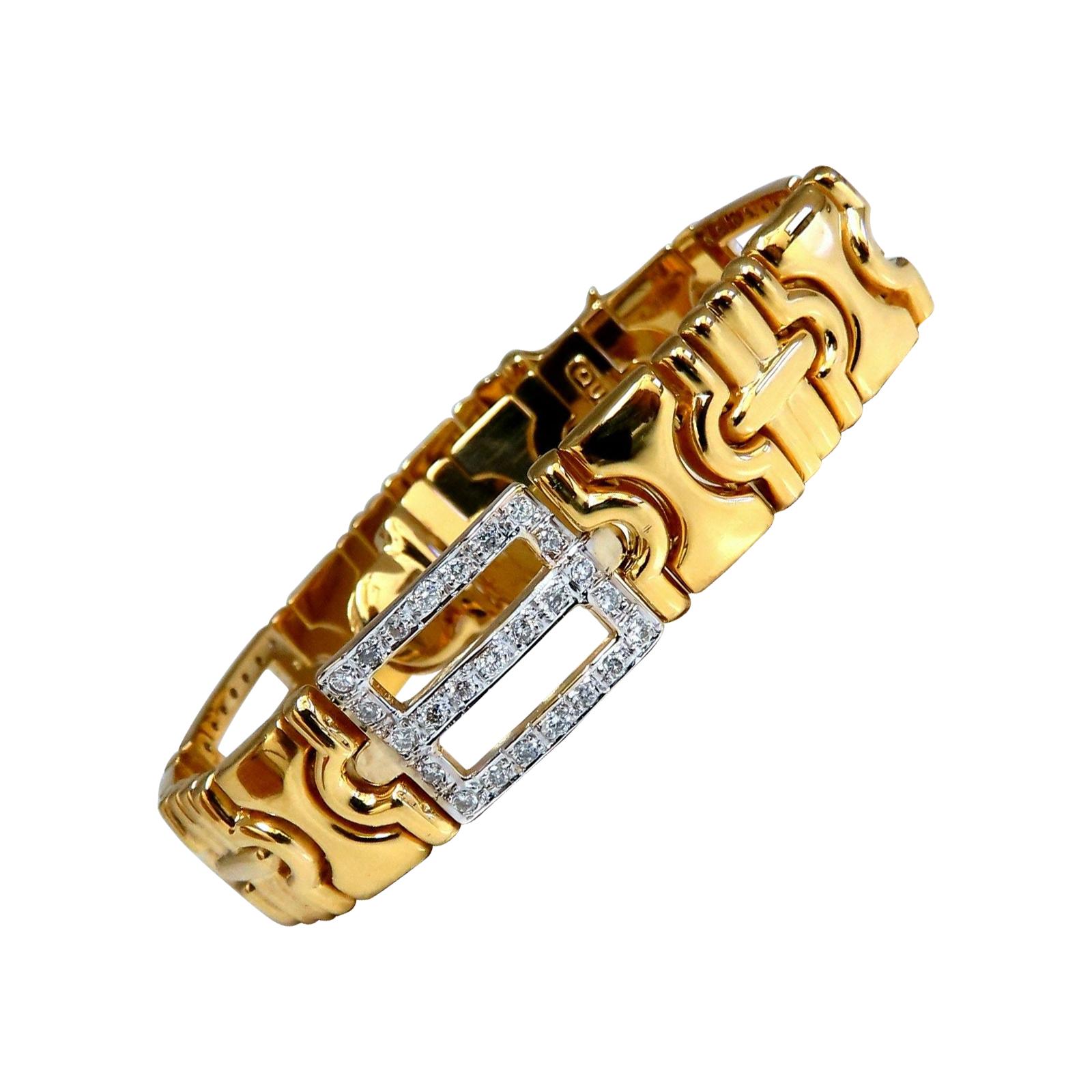 Authentic Italian Men's Diamond Byzantine Deco Link Bracelet 18 Karat